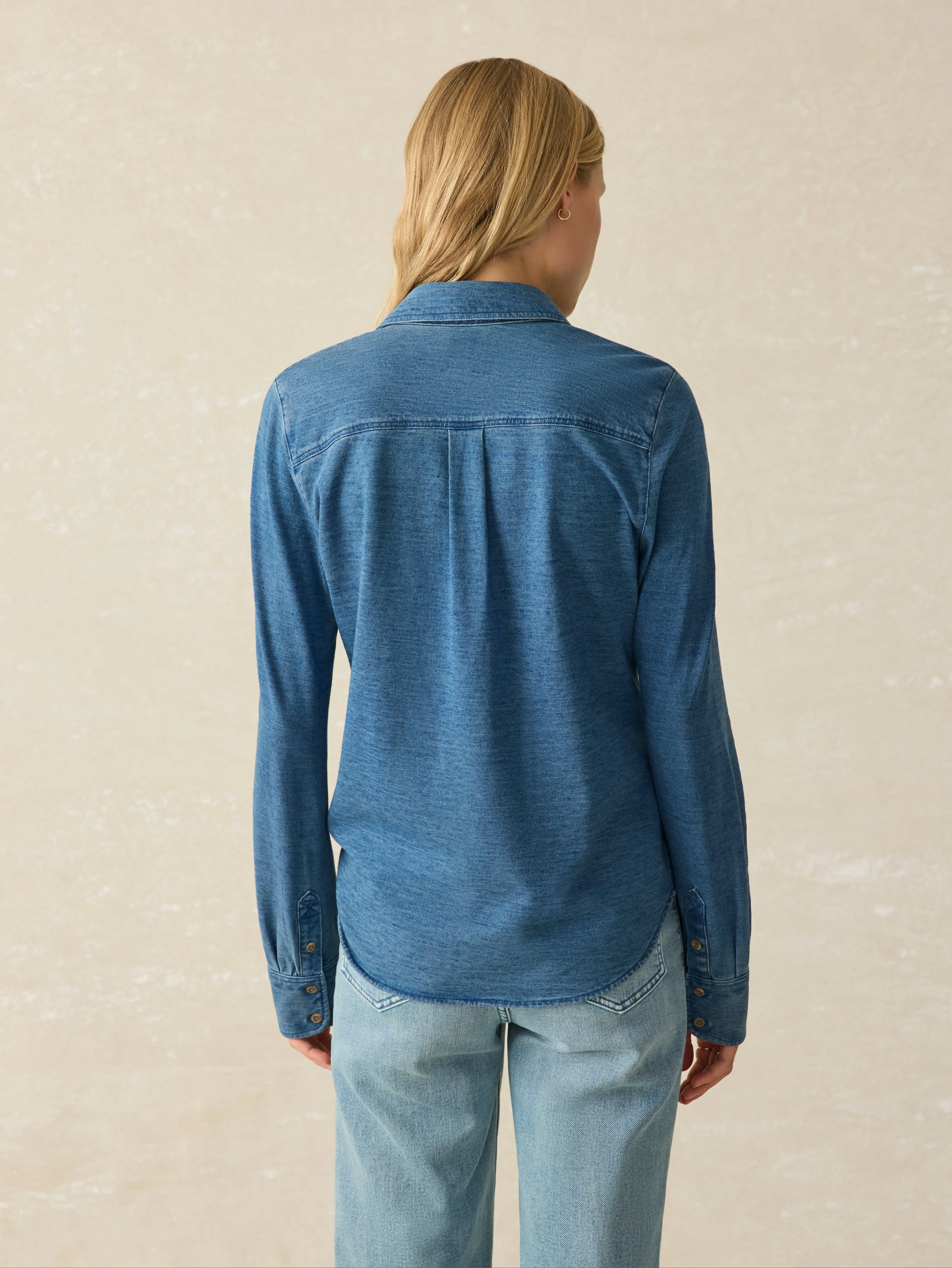 Sunwashed Knit Shirt - Medium Indigo Wash sold by Faherty product image thumbnail 5