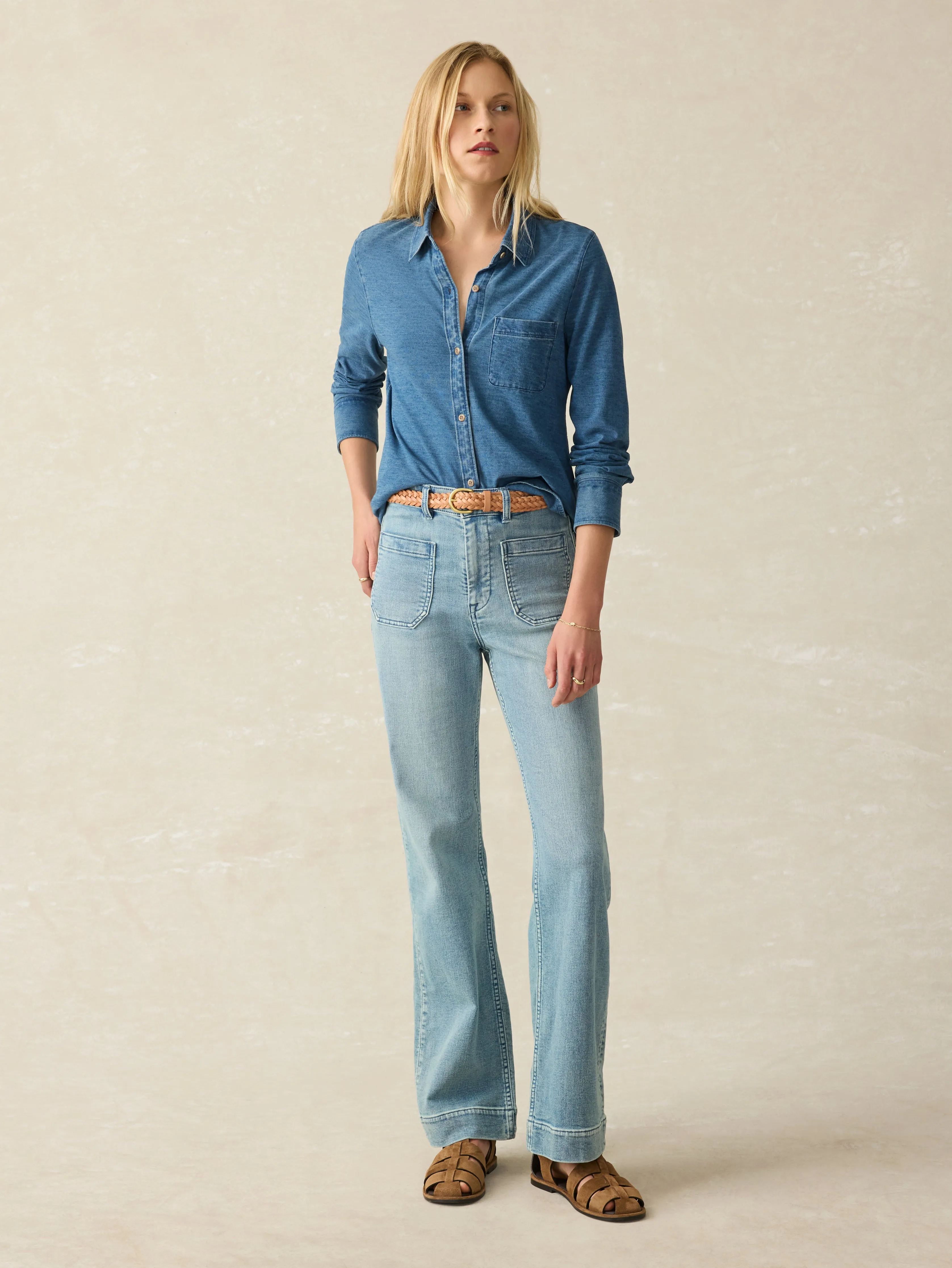 Sunwashed Knit Shirt - Medium Indigo Wash sold by Faherty product image thumbnail 3