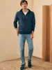 Double Knit Zip Hoodie - Varsity Navy Heather sold by Faherty