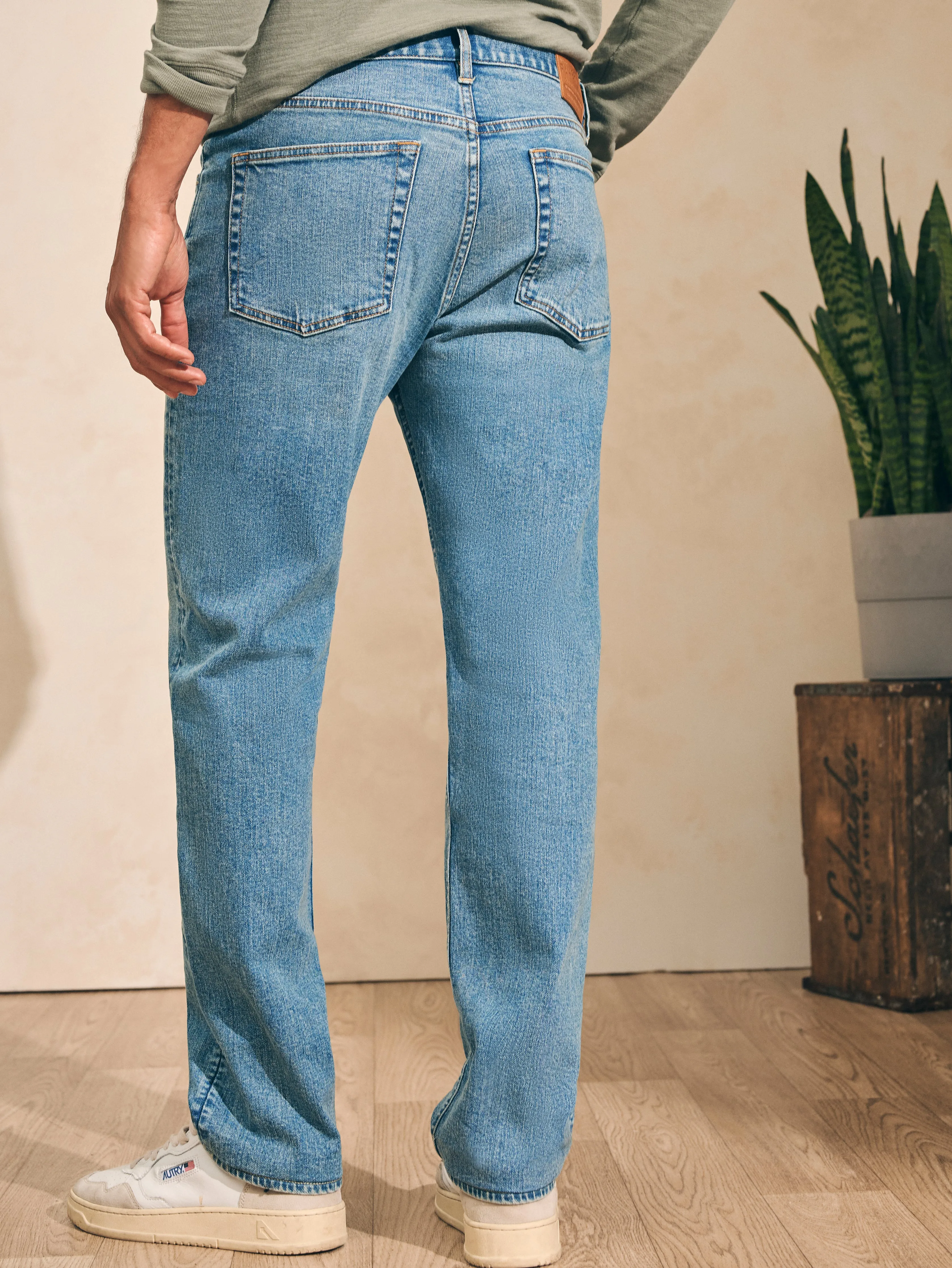 Organic Cotton Slim Straight Denim (34" Inseam) - Sandy Point Wash sold by Faherty product image thumbnail 5