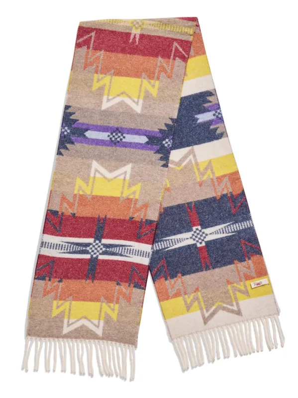 Doug Good Feather Desert Earth Fire Scarf - Brown sold by Faherty