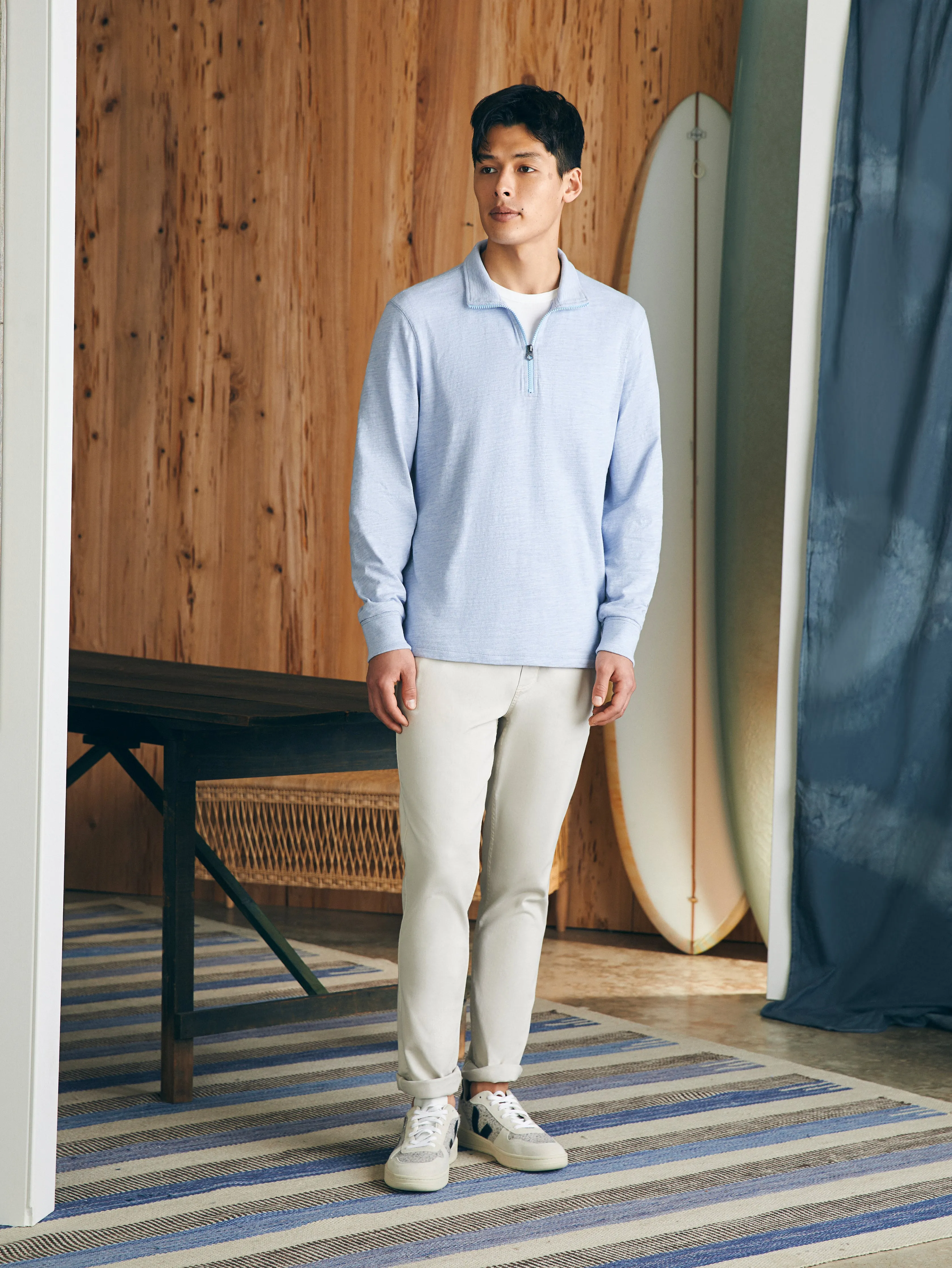 Sunwashed Slub Quarter Zip - Ice Blue Heather sold by Faherty product image thumbnail 4