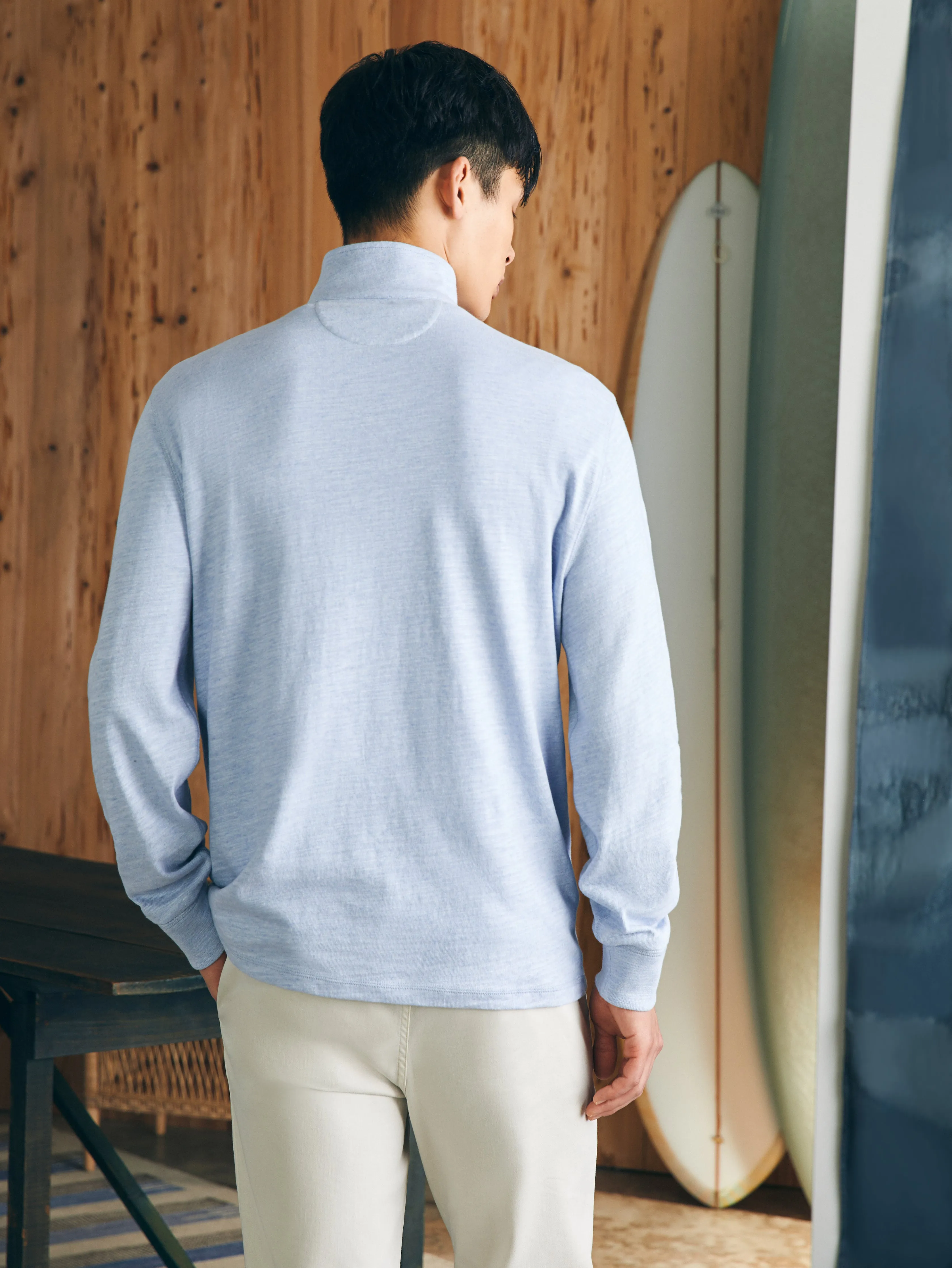 Sunwashed Slub Quarter Zip - Ice Blue Heather sold by Faherty product image thumbnail 5