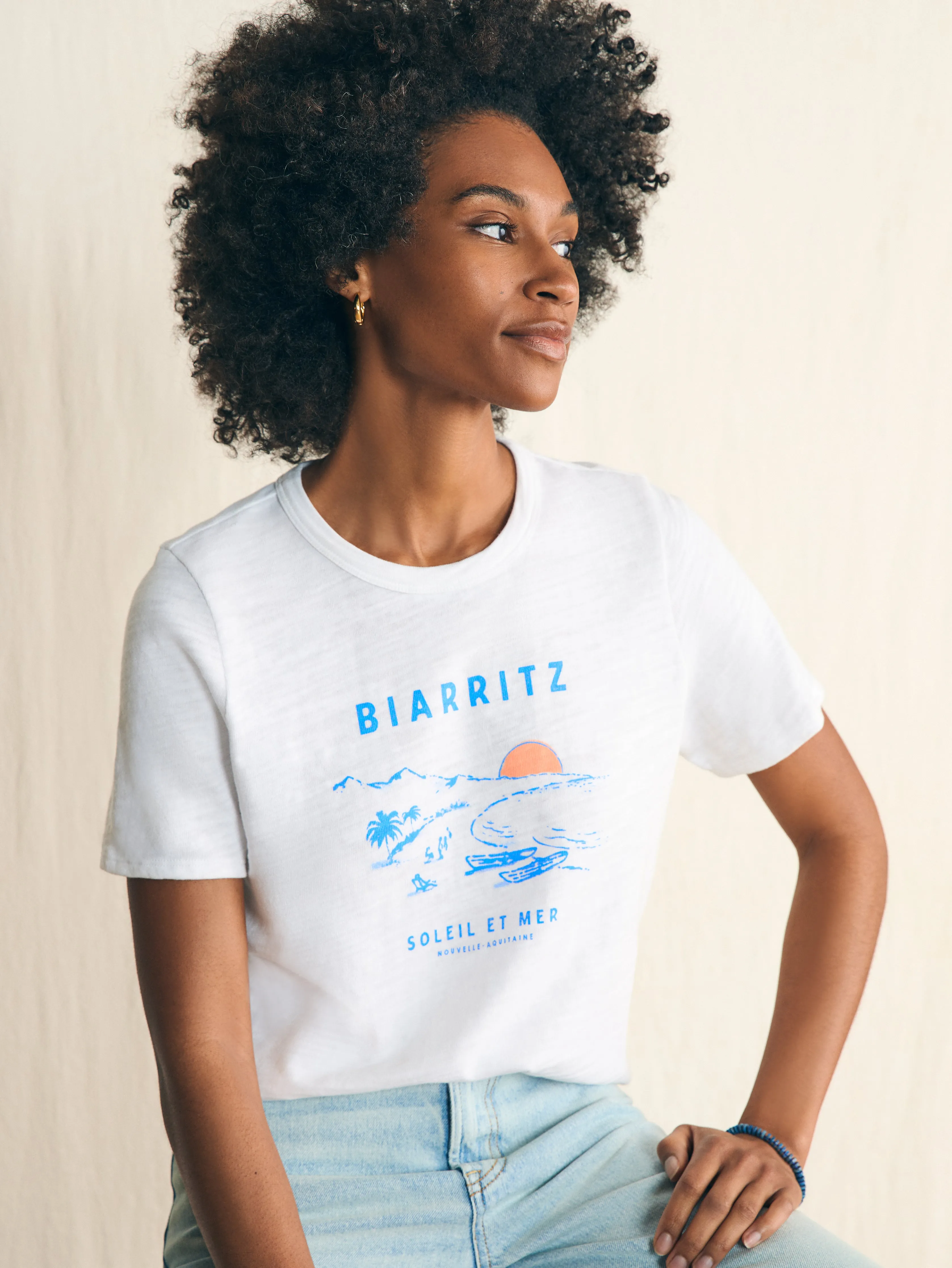 Sunwashed Slub Graphic Tee - Biarritz Coast sold by Faherty