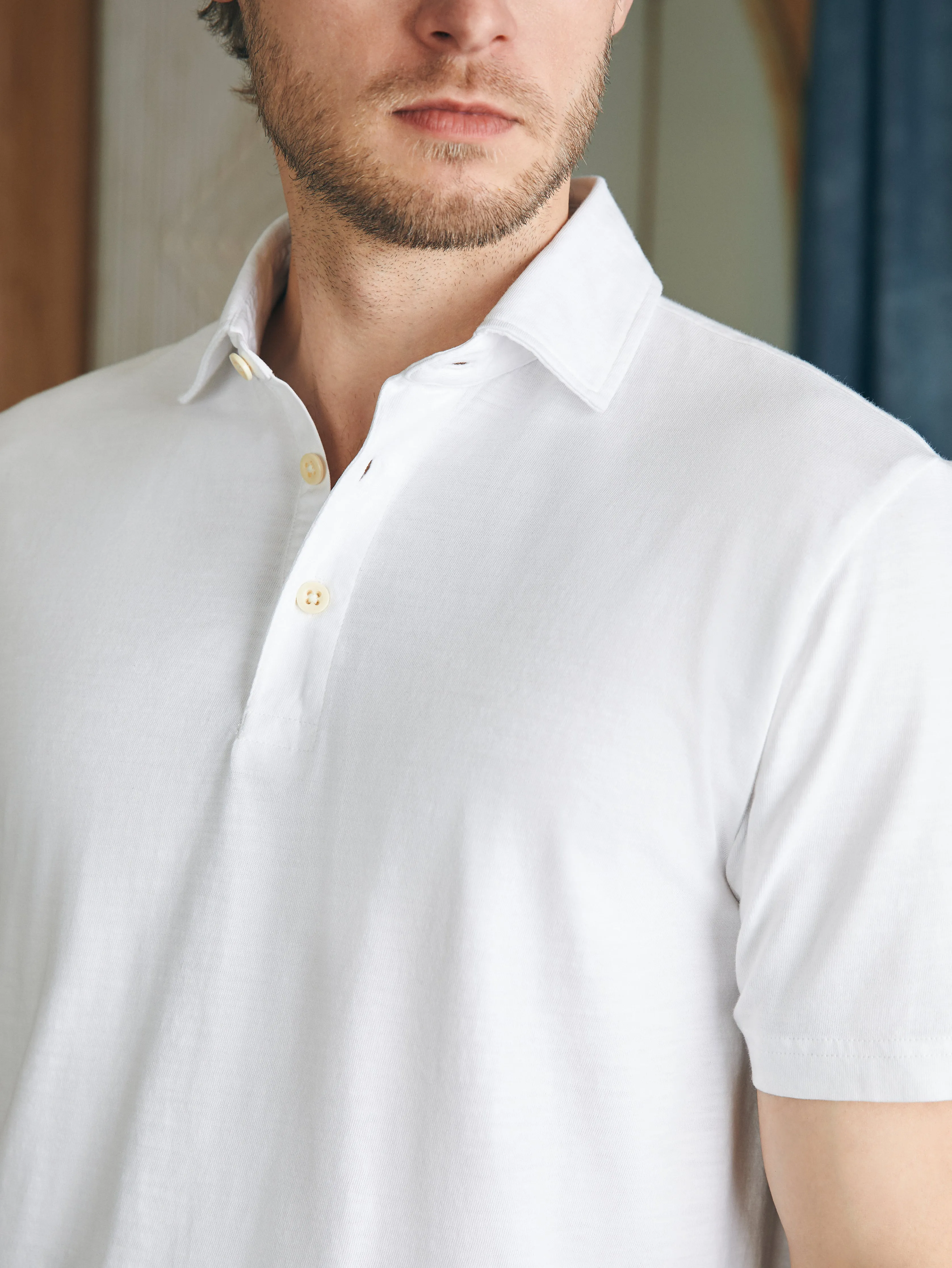 Sunwashed T-Shirt Polo - White sold by Faherty product image thumbnail 2