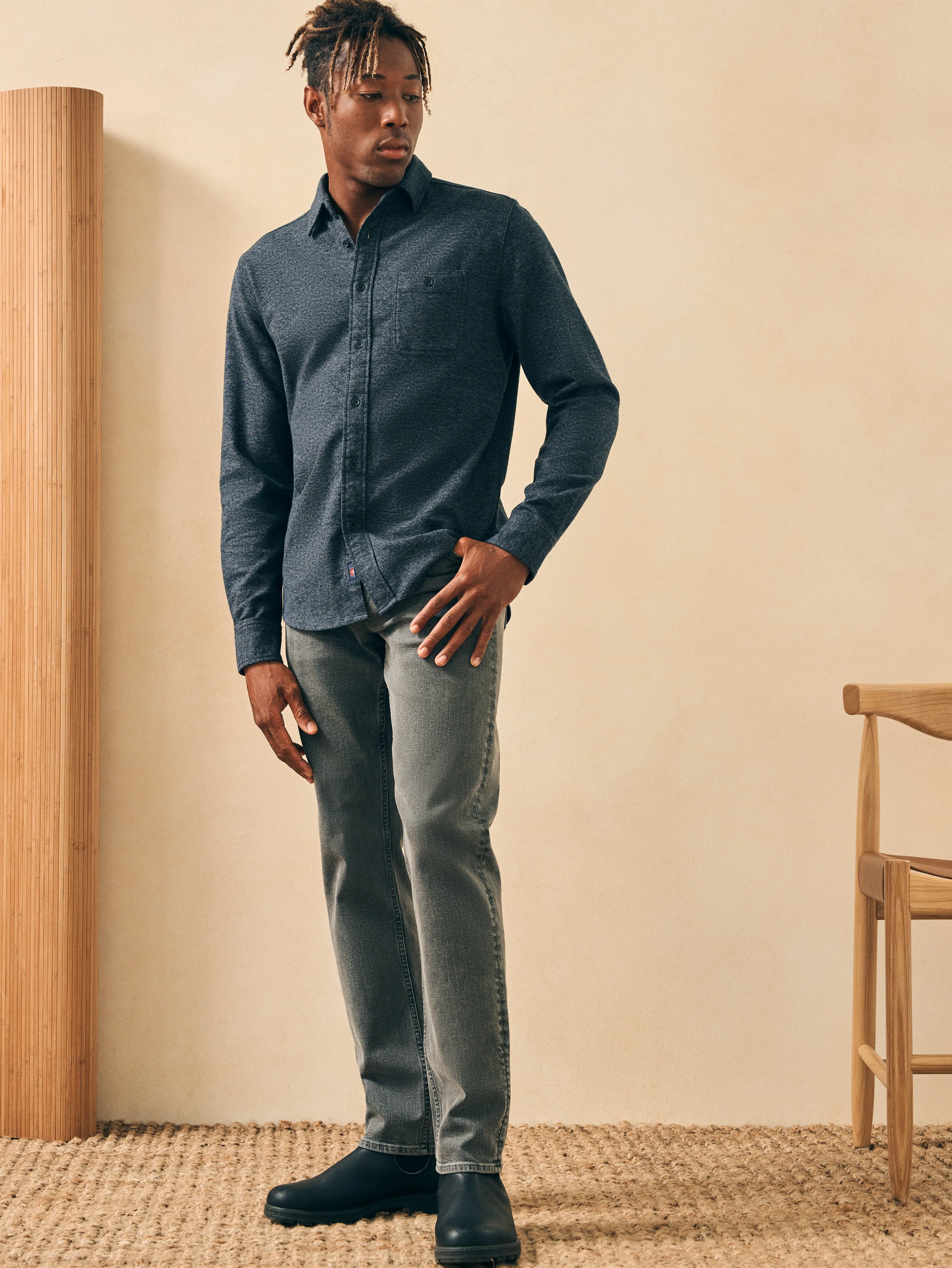 Super Brushed Flannel - Washed Black sold by Faherty product image thumbnail 5
