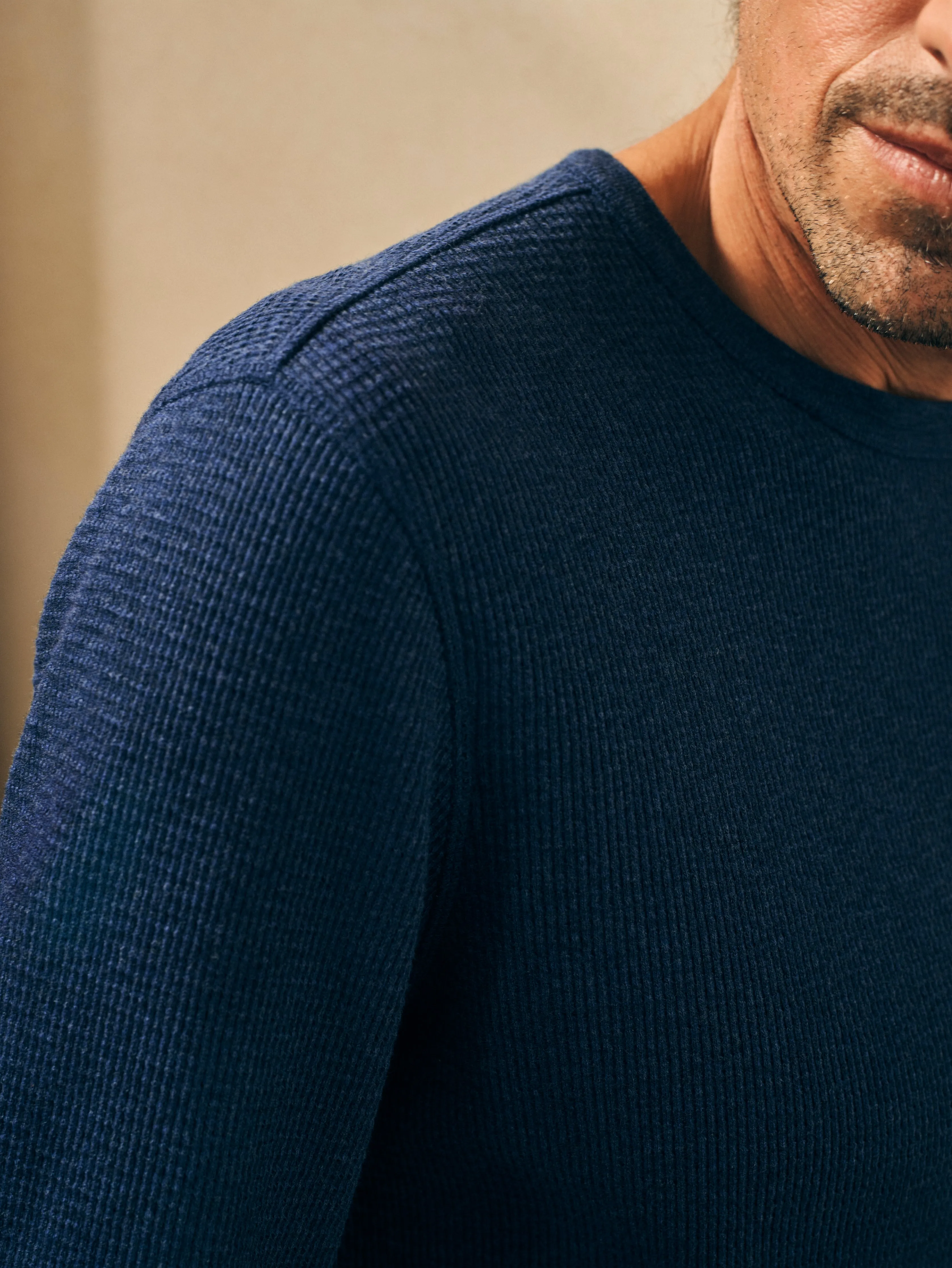 Surplus Waffle Crew - Deep Sea Heather sold by Faherty product image thumbnail 2