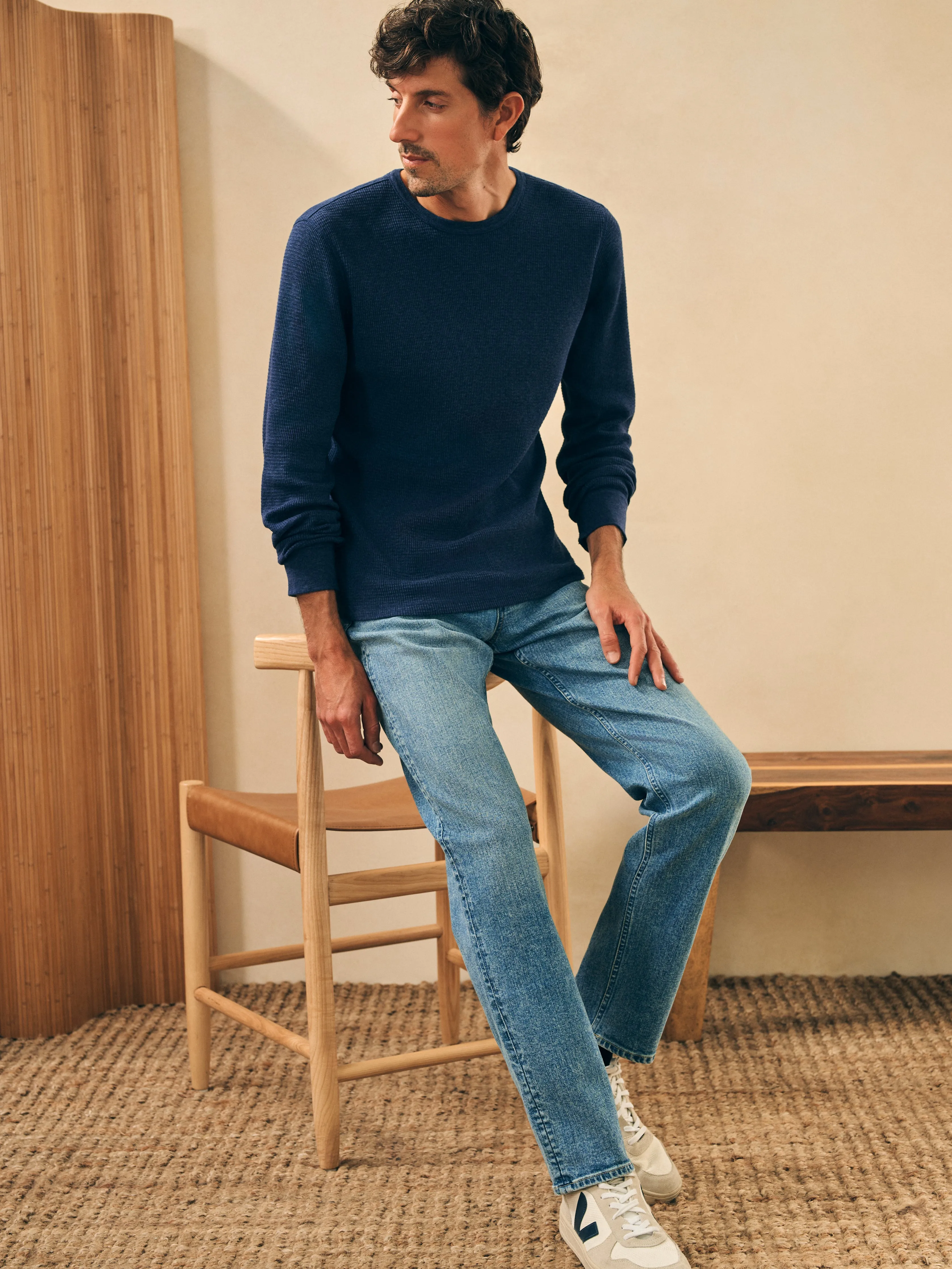 Surplus Waffle Crew - Deep Sea Heather sold by Faherty product image thumbnail 3