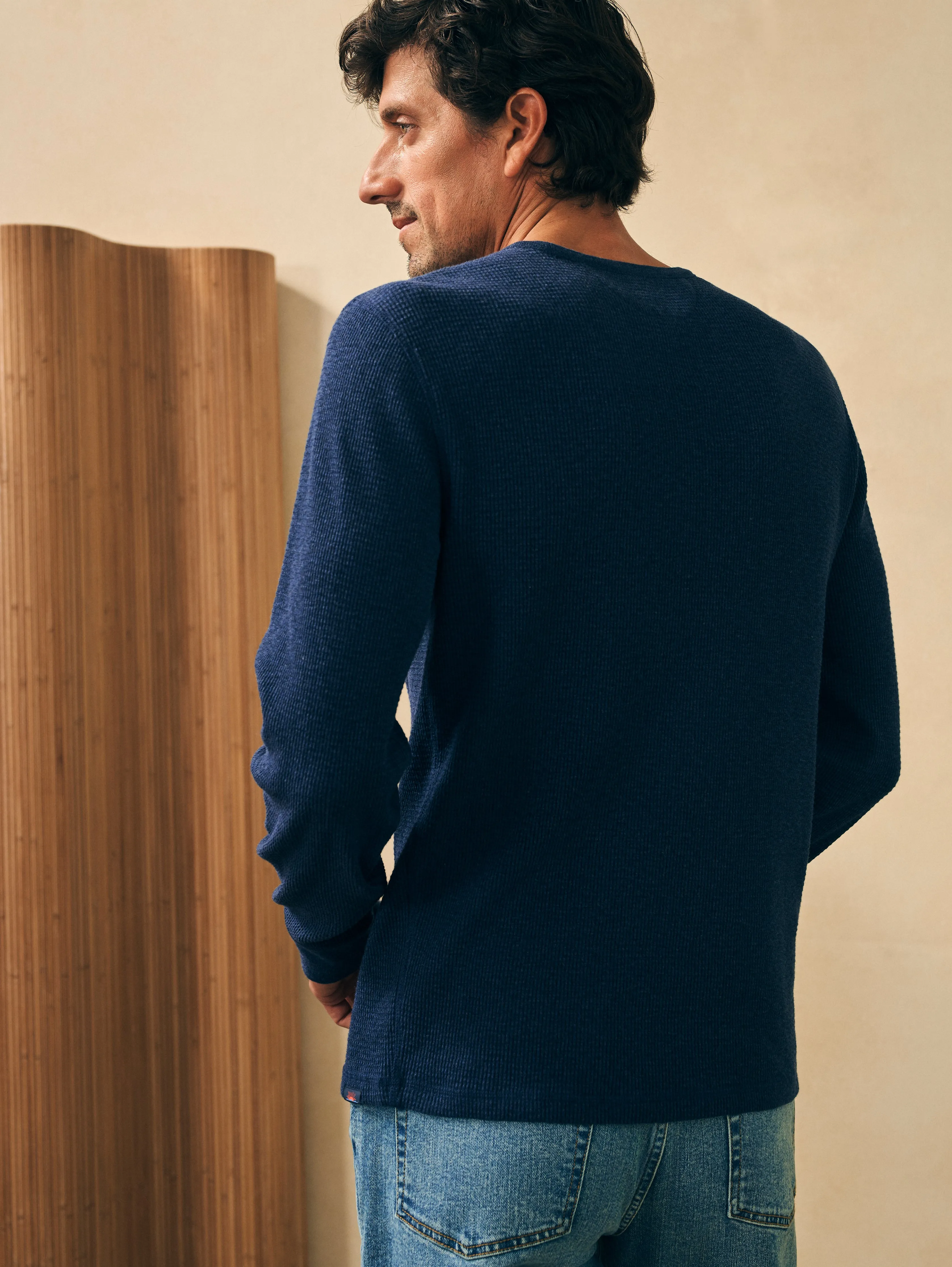 Surplus Waffle Crew - Deep Sea Heather sold by Faherty product image thumbnail 5