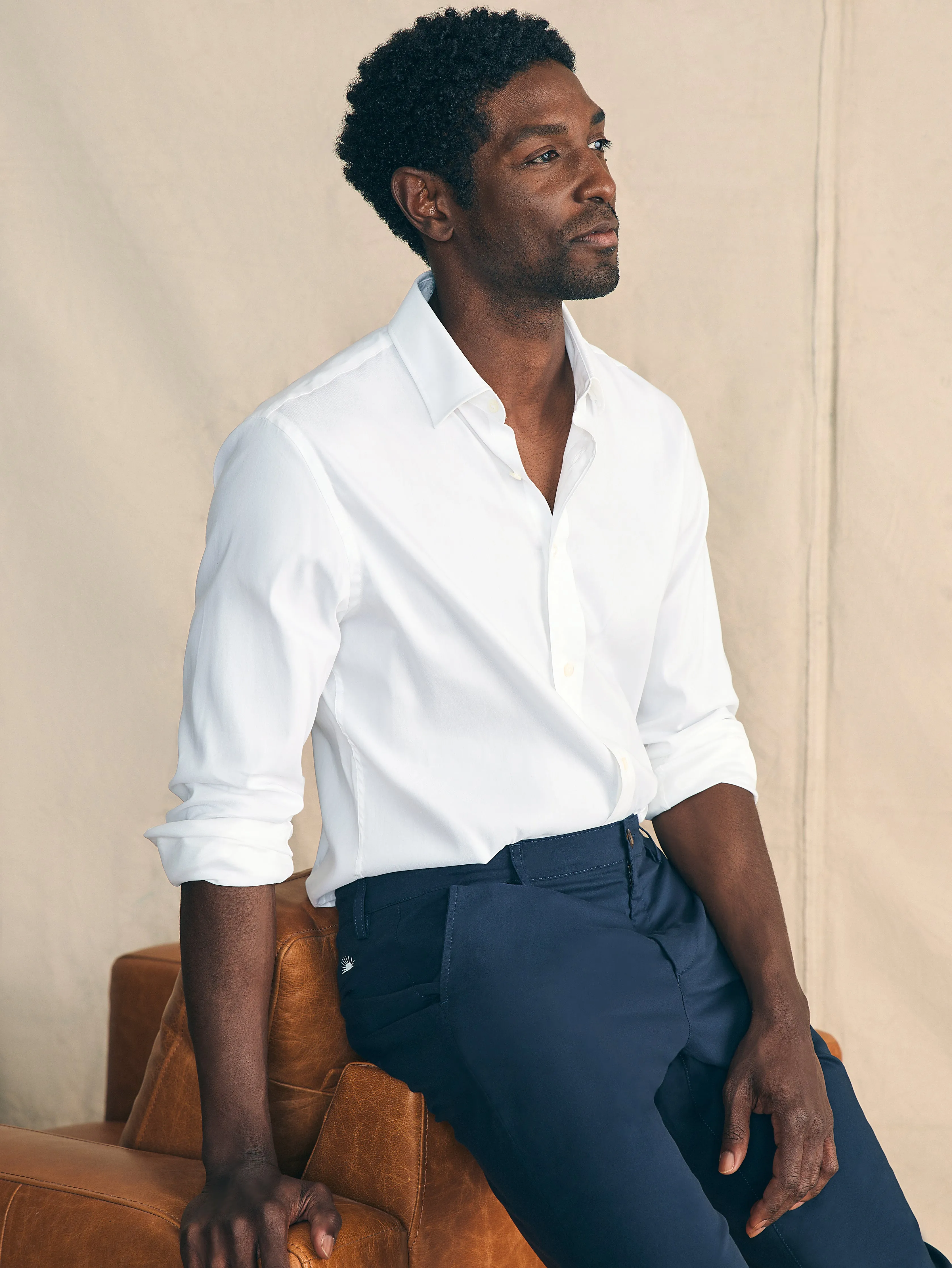 Movement™ Dress Shirt (Tall) - Cloud White sold by Faherty