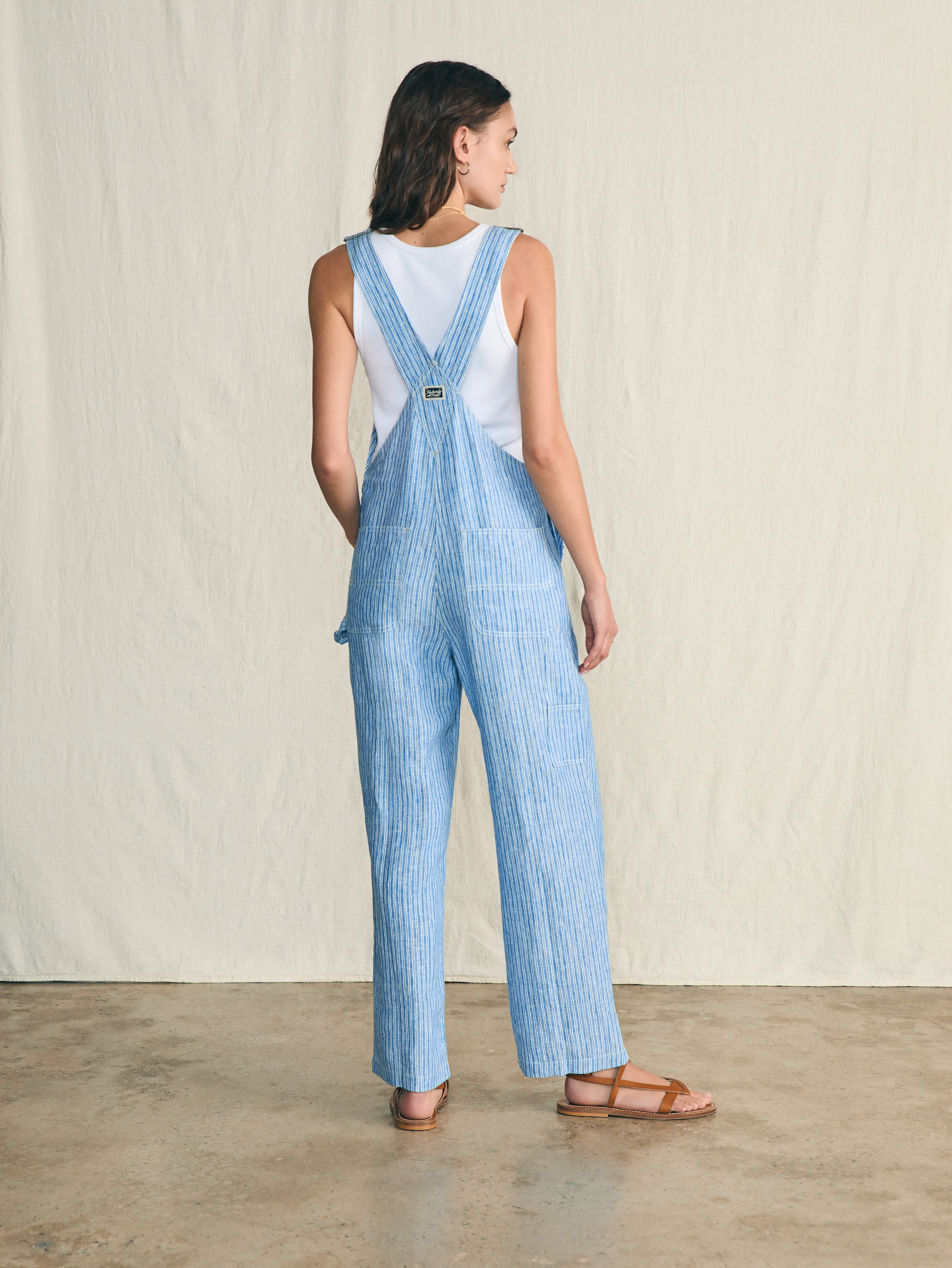 Linen Mechanic Overall - Skyway Railroad Stripe sold by Faherty product image thumbnail 5