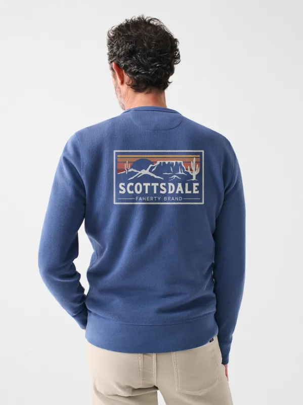 Scottsdale Long-Sleeve Terry Crewneck - Faded Navy sold by Faherty