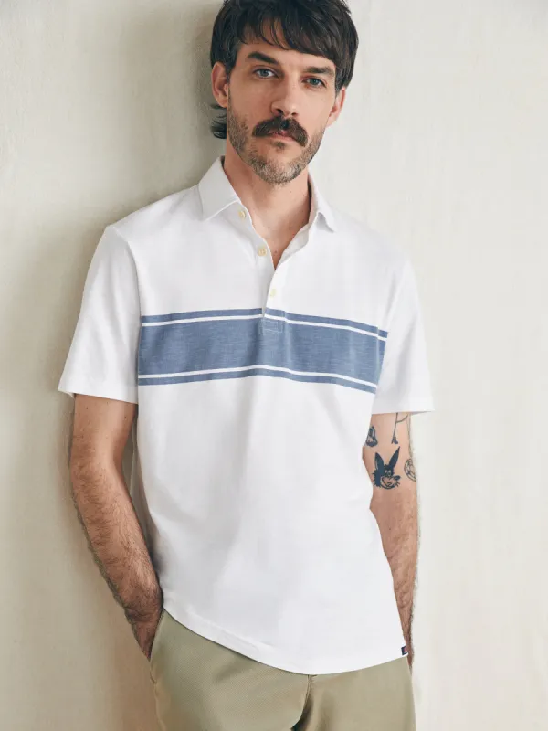 Sunwashed T-Shirt Polo - White Surf Stripe sold by Faherty
