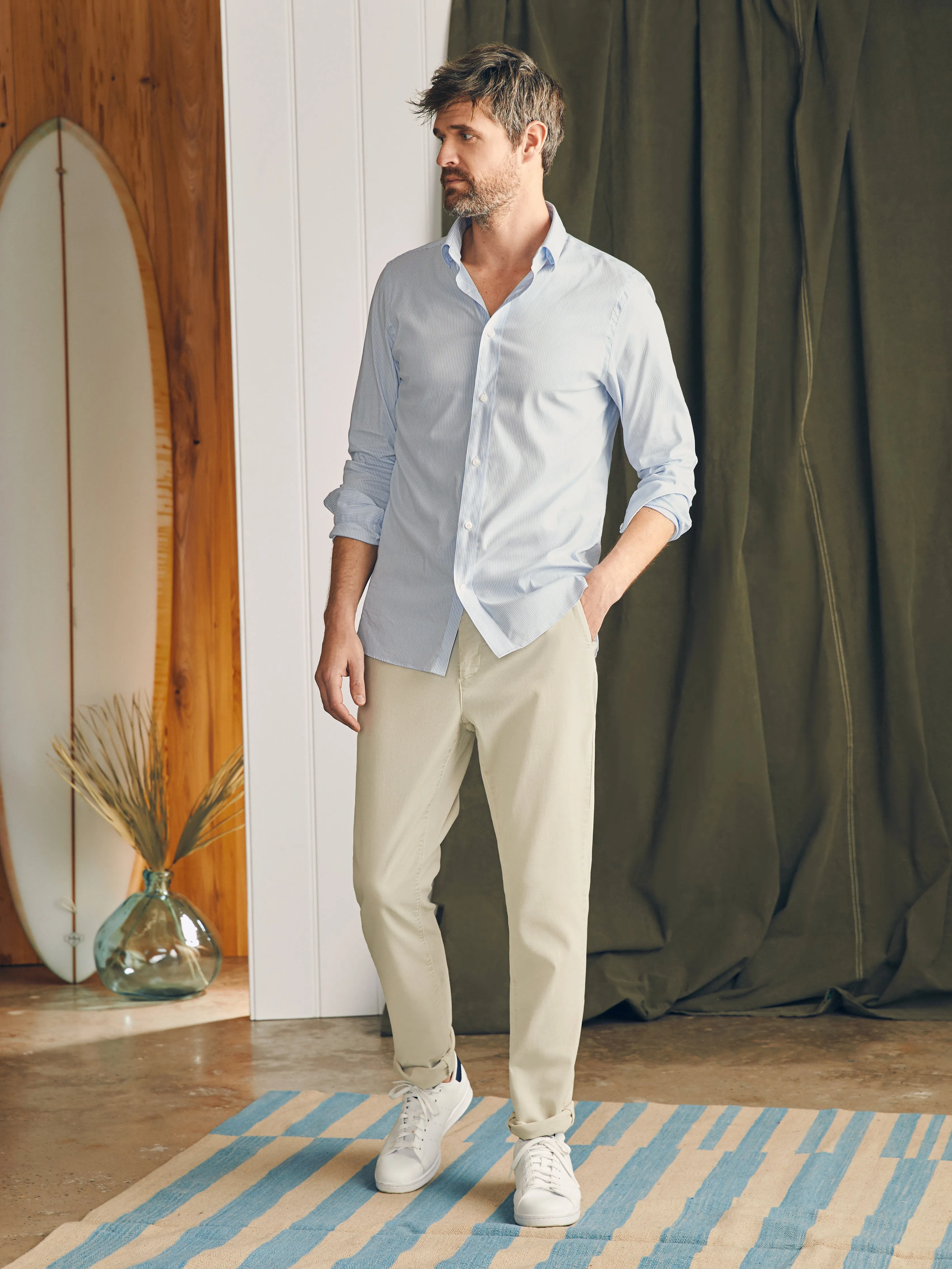 Movement™ Dress Shirt - Blue White Stripe sold by Faherty