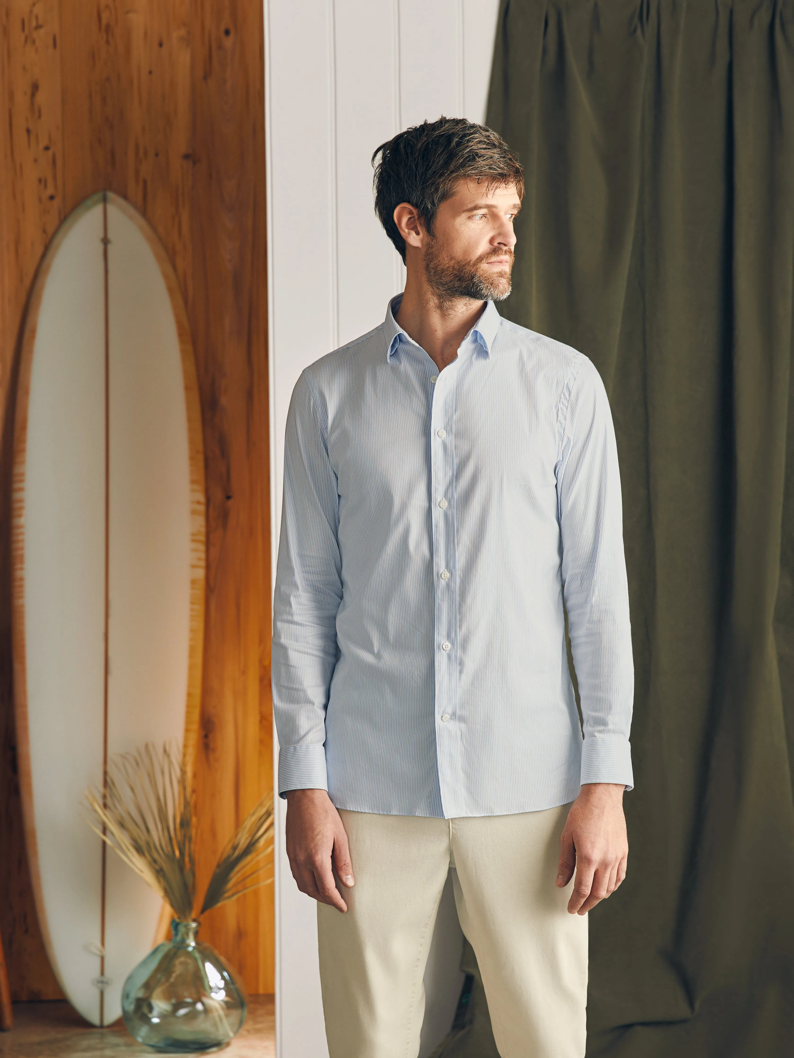 Movement™ Dress Shirt - Blue White Stripe sold by Faherty product image thumbnail 4