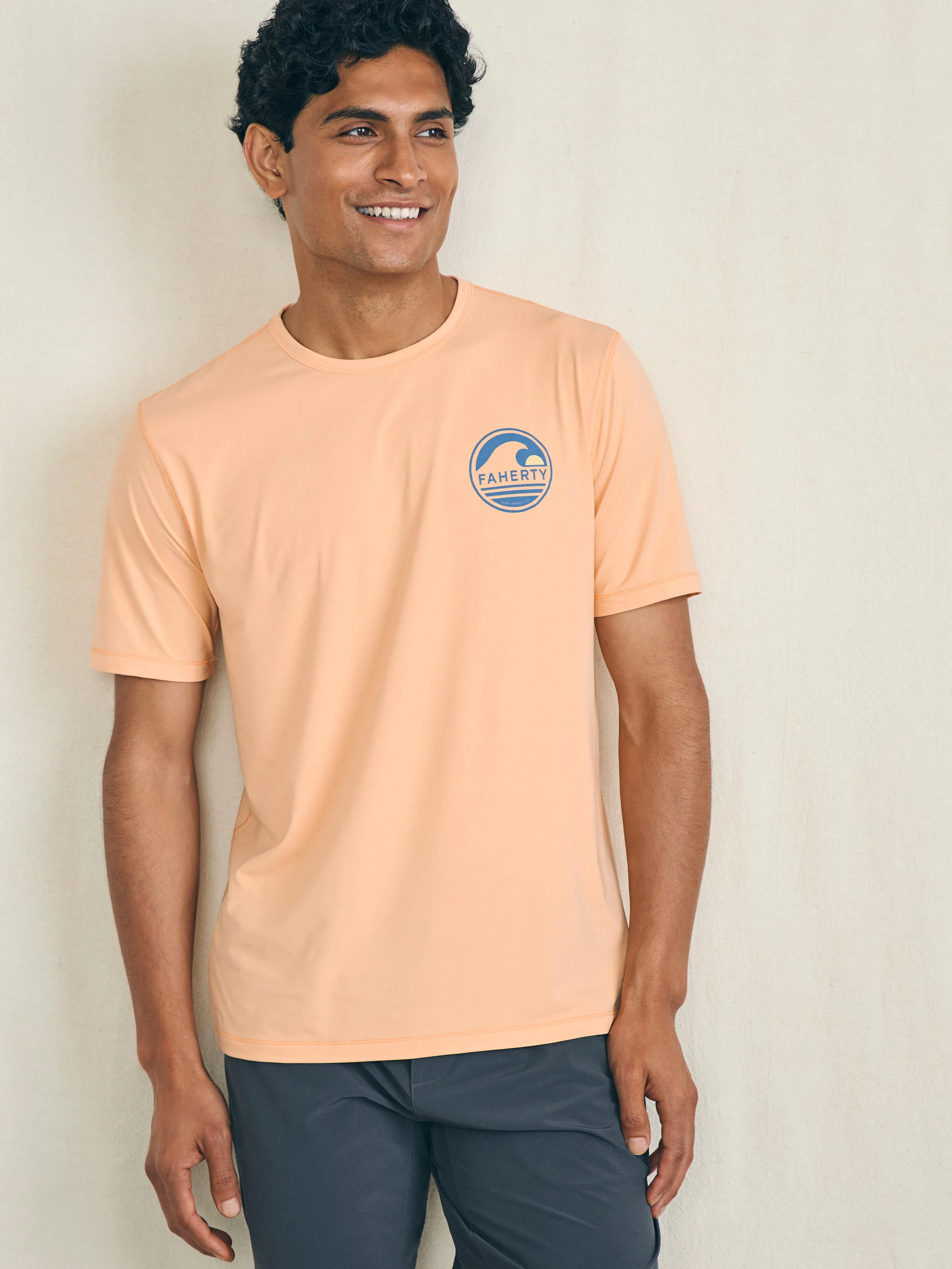 Shorelite Short-Sleeve Tech Tee - Passion Peach sold by Faherty