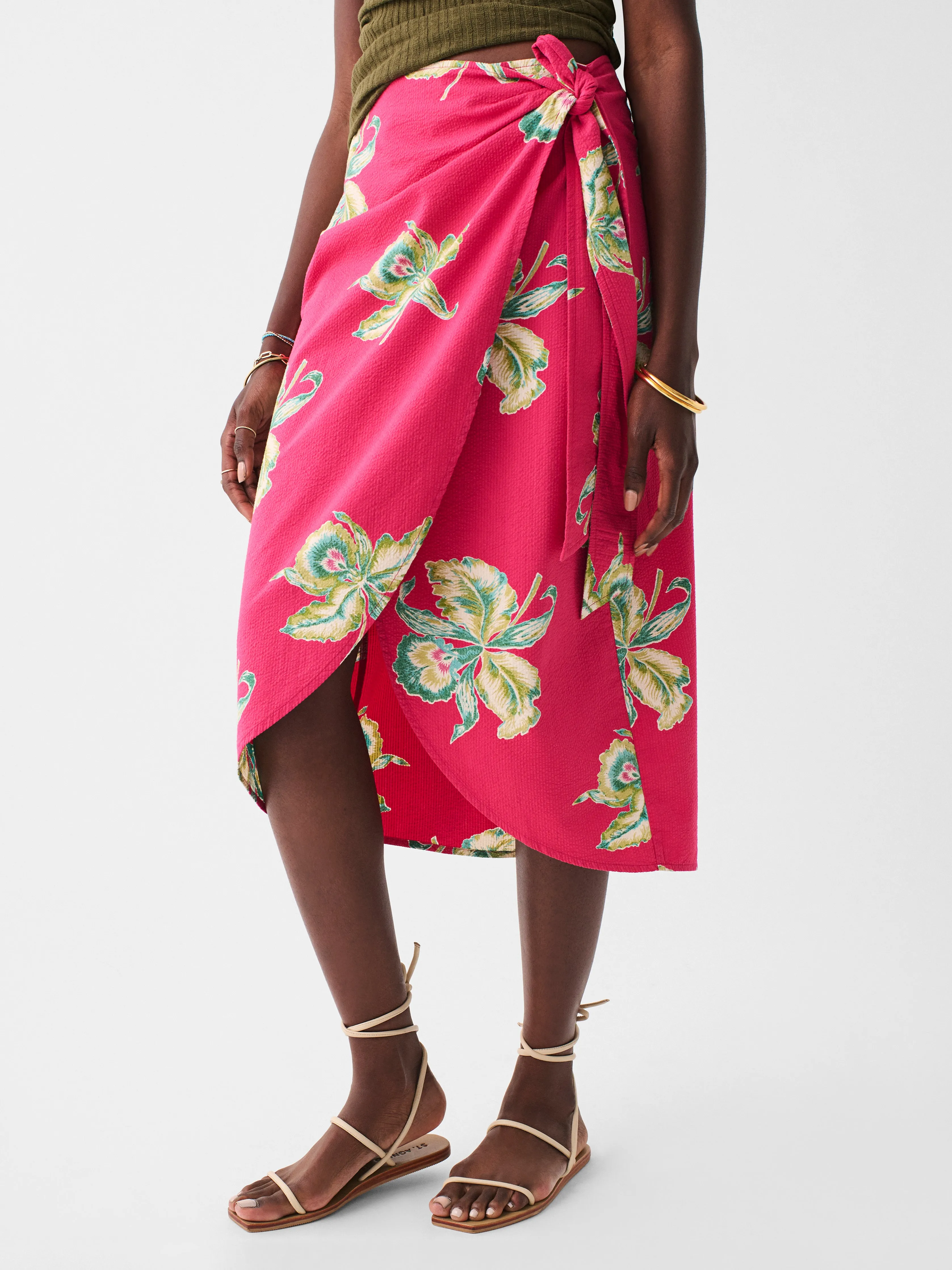 Pacifica Seersucker Wrap Skirt - Orchid Blossom sold by Faherty product image thumbnail 3