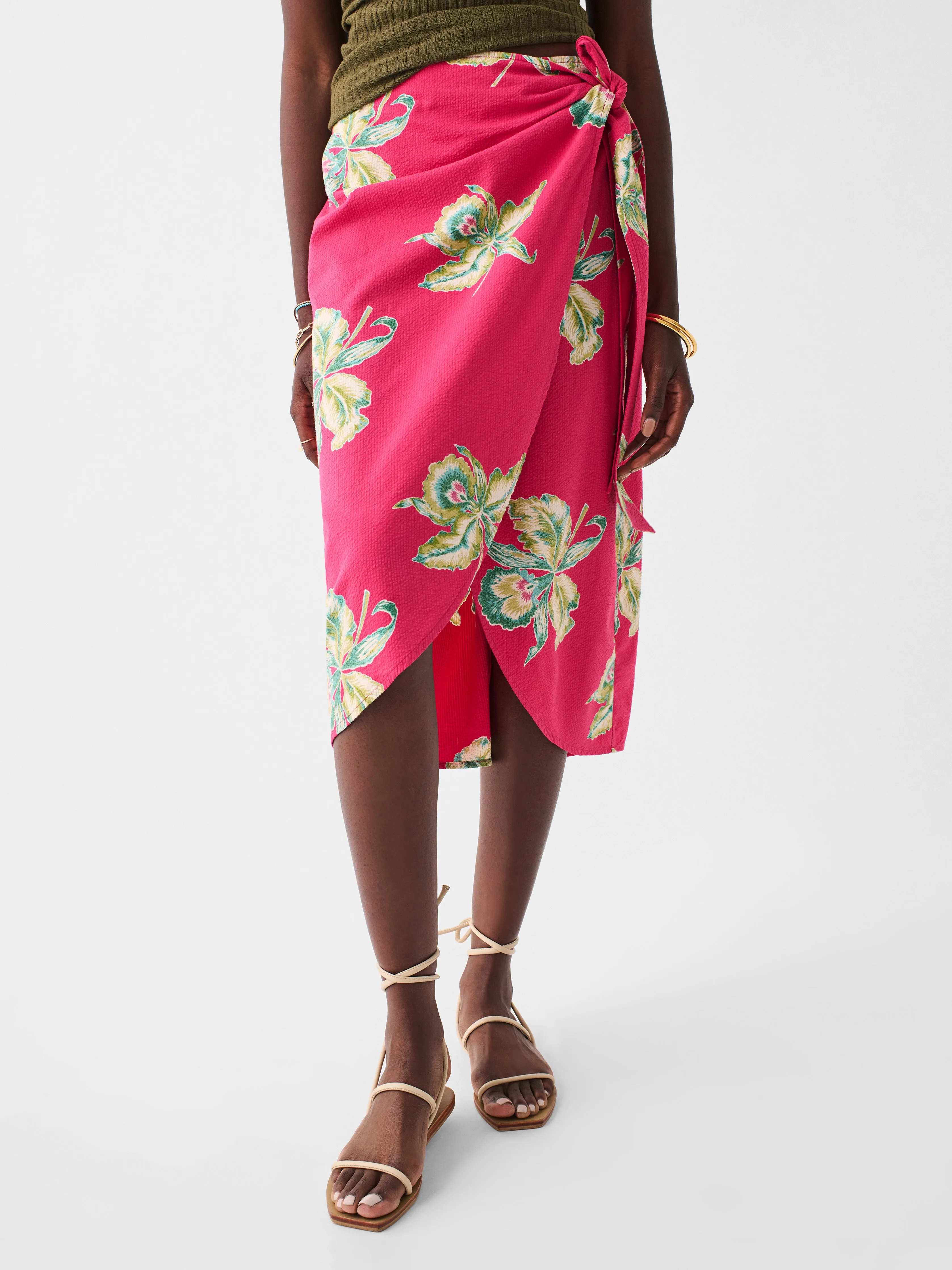 Pacifica Seersucker Wrap Skirt - Orchid Blossom sold by Faherty product image thumbnail 4