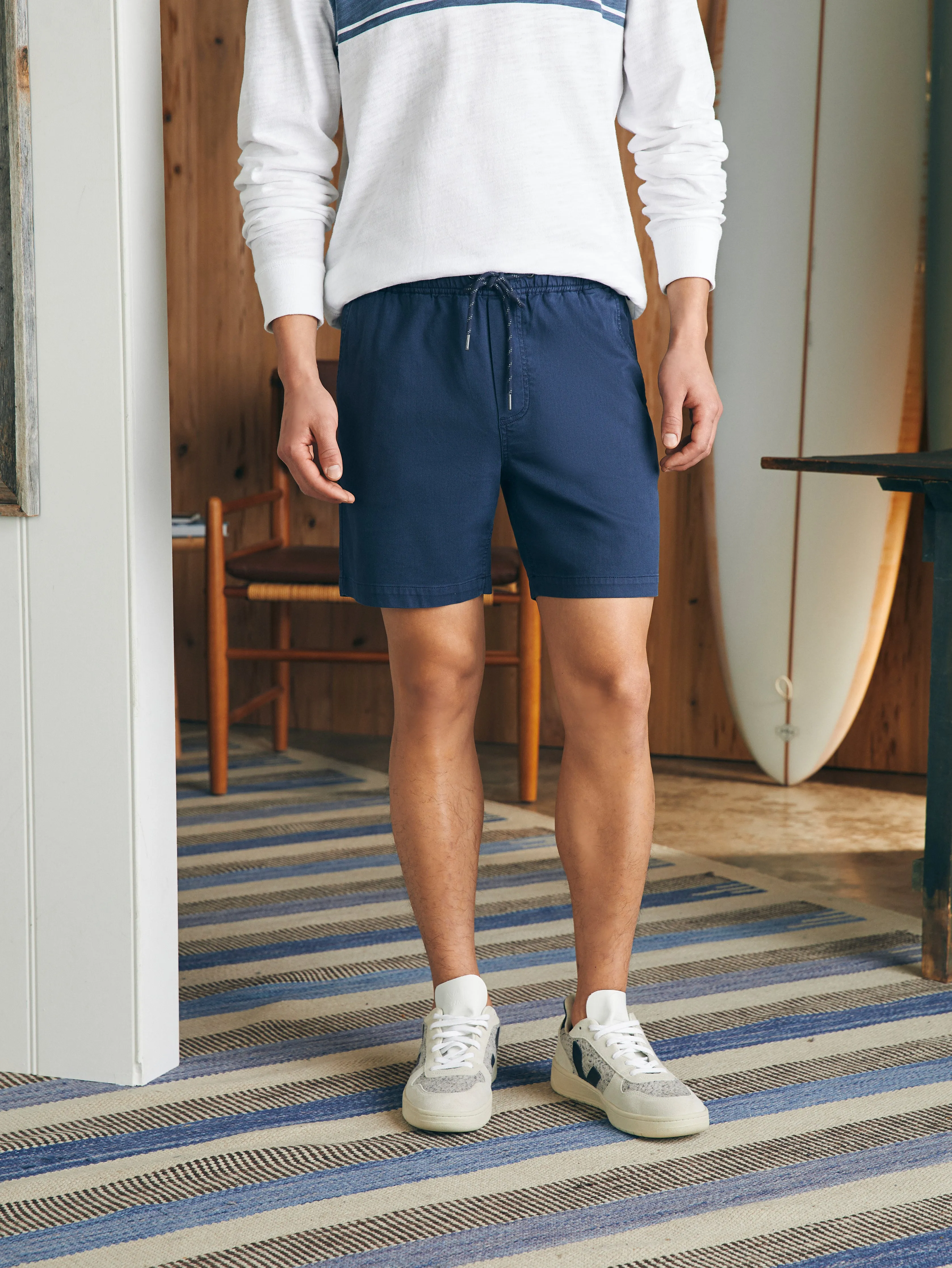 Essential Drawstring Short (6.5" Inseam) - Washed Navy sold by Faherty