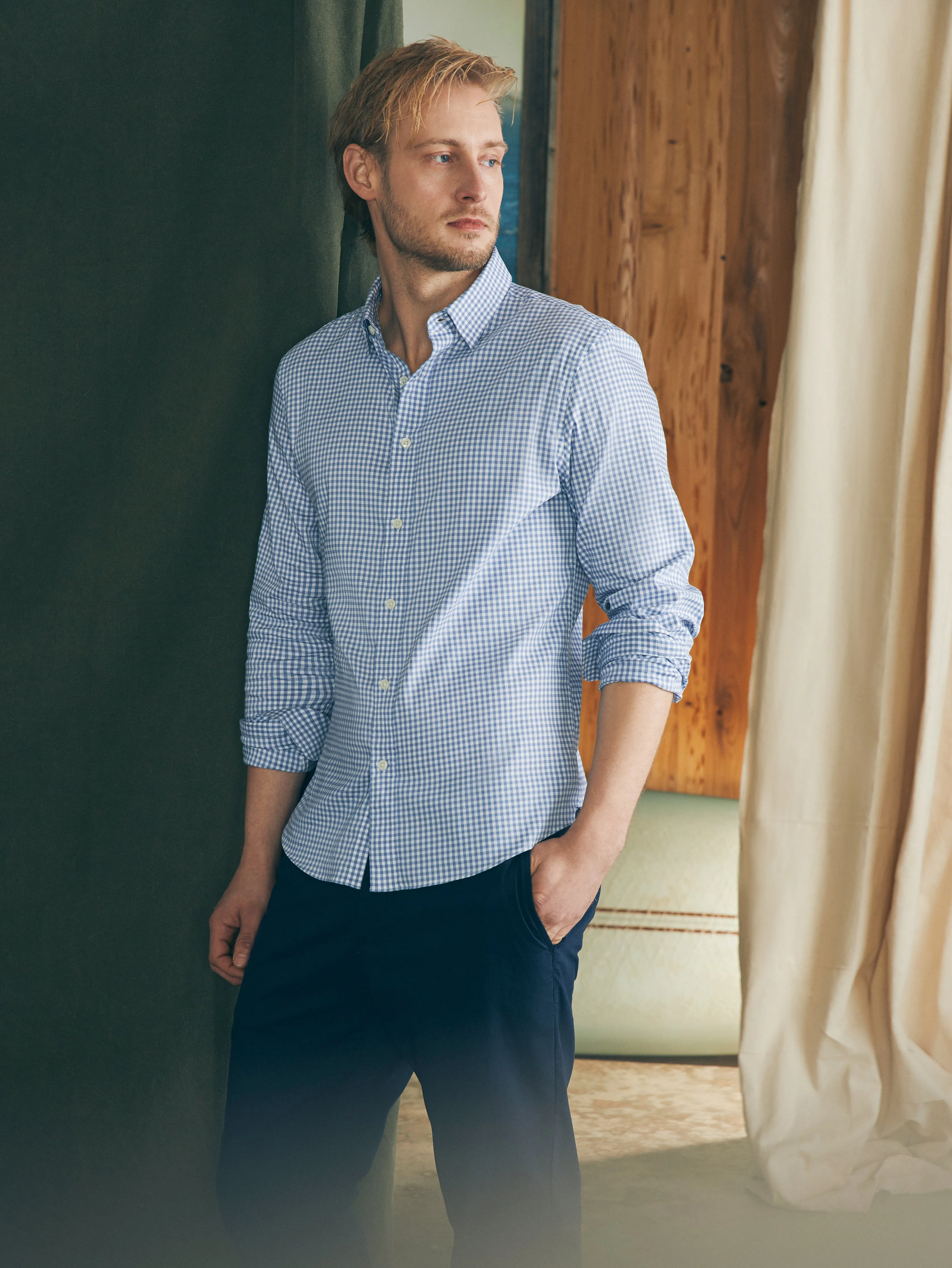 Movement™ Shirt (Tall) - Light Blue Gingham sold by Faherty product image thumbnail 2