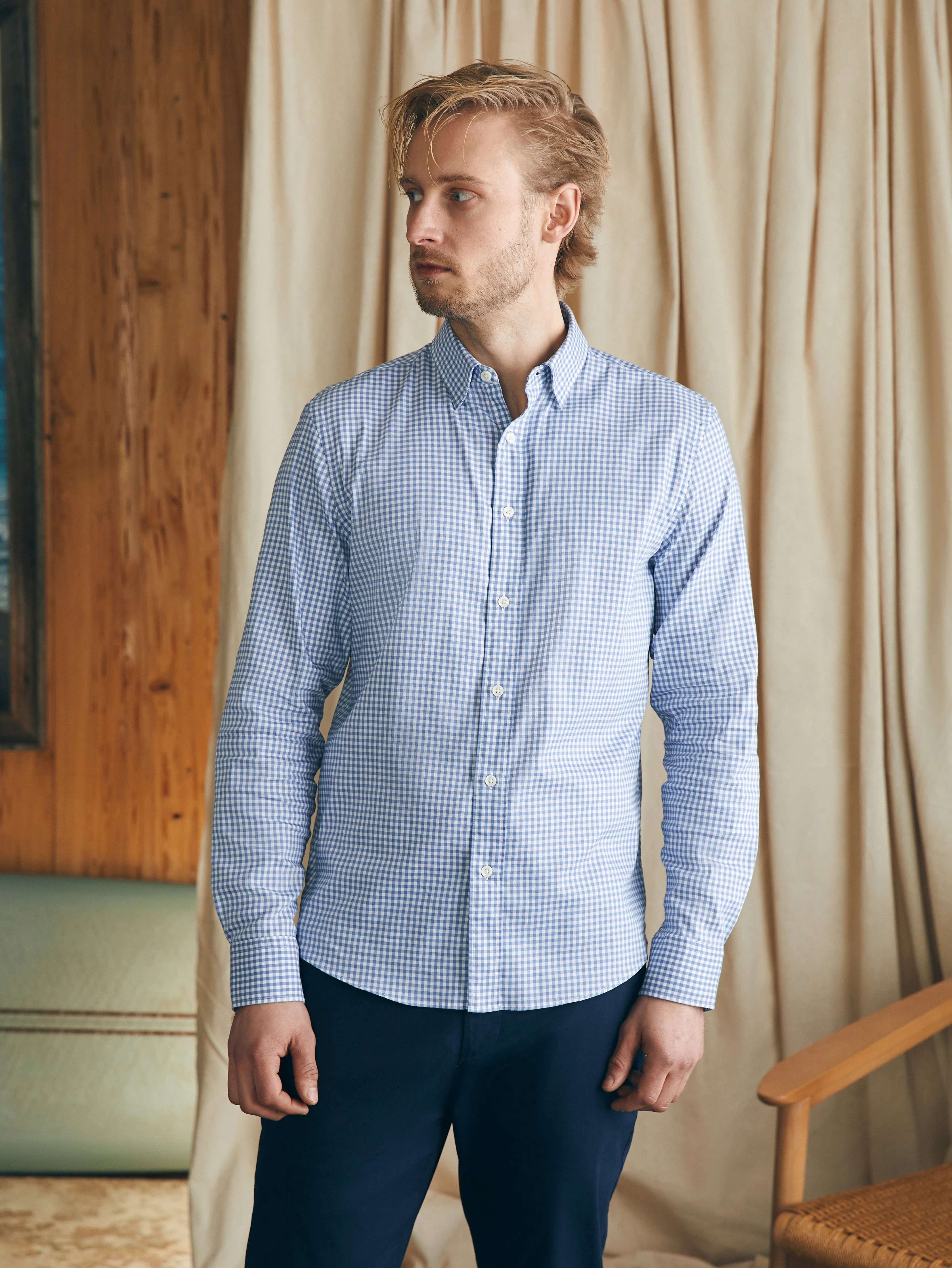 Movement™ Shirt (Tall) - Light Blue Gingham sold by Faherty product image thumbnail 5