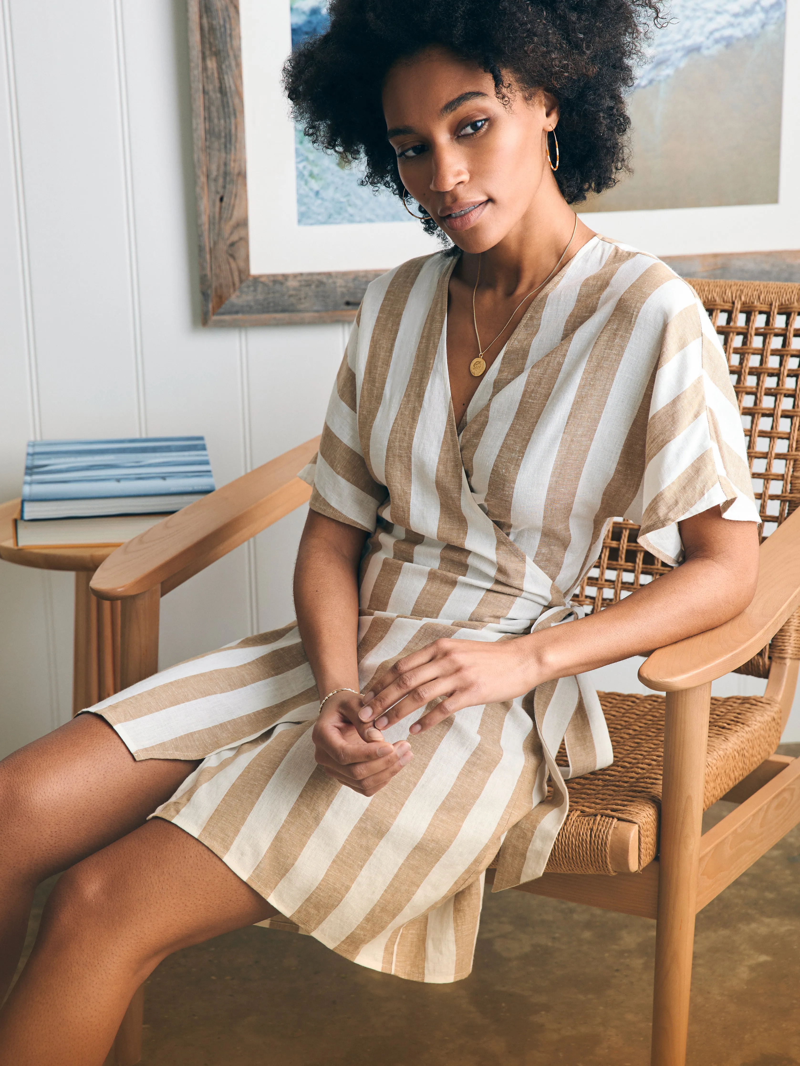Willow Dress - Bronze Stripe sold by Faherty