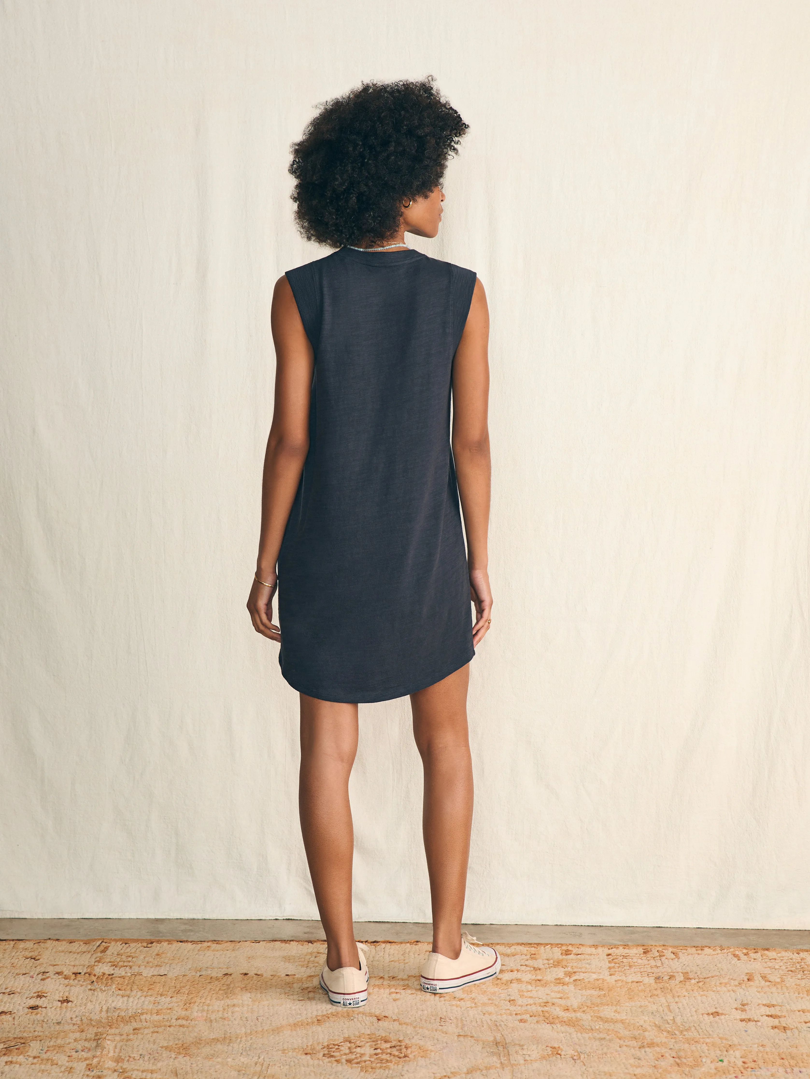 Sunwashed Slub Muscle Dress - Washed Black sold by Faherty product image thumbnail 5