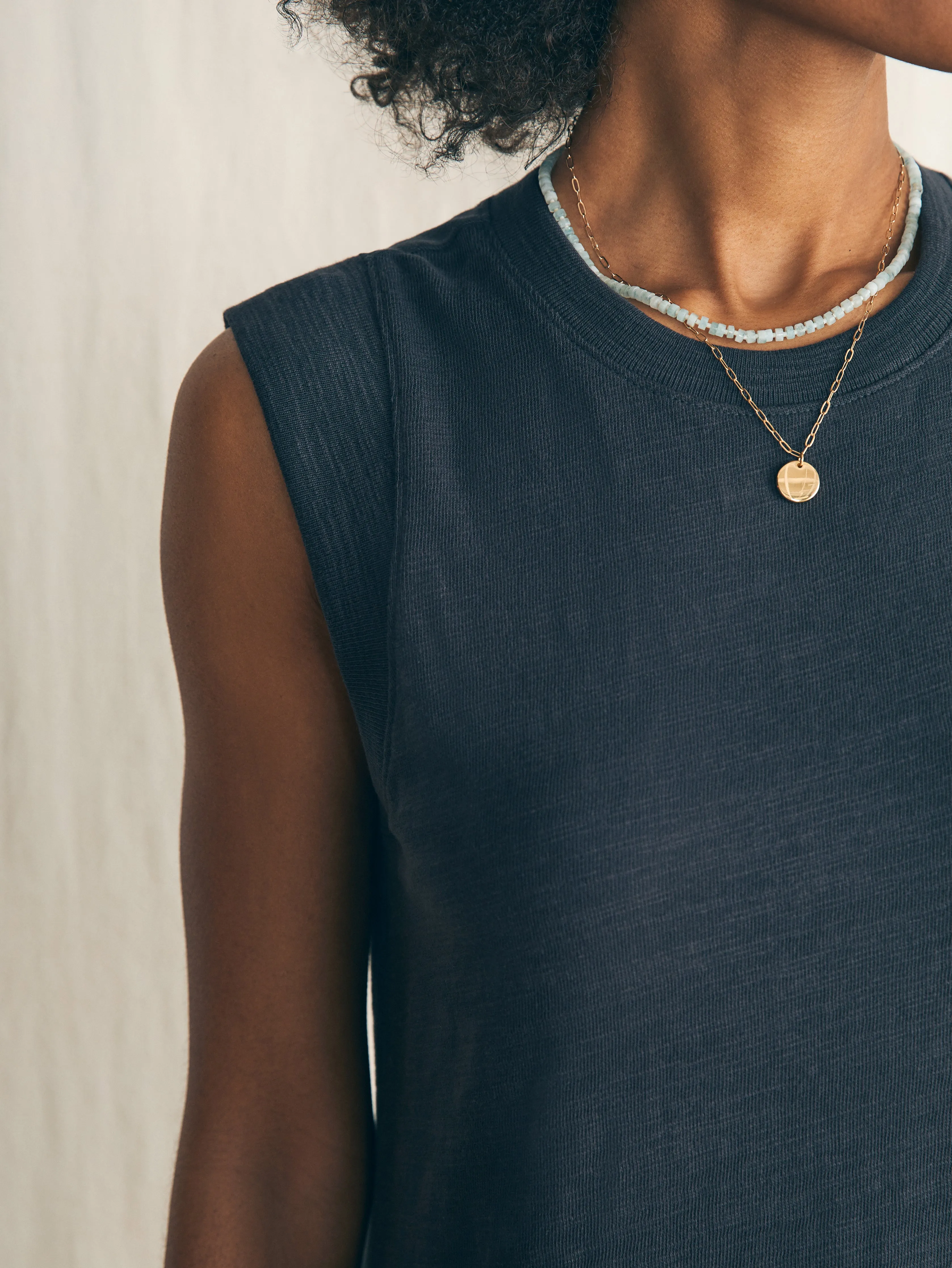 Sunwashed Slub Muscle Dress - Washed Black sold by Faherty product image thumbnail 2