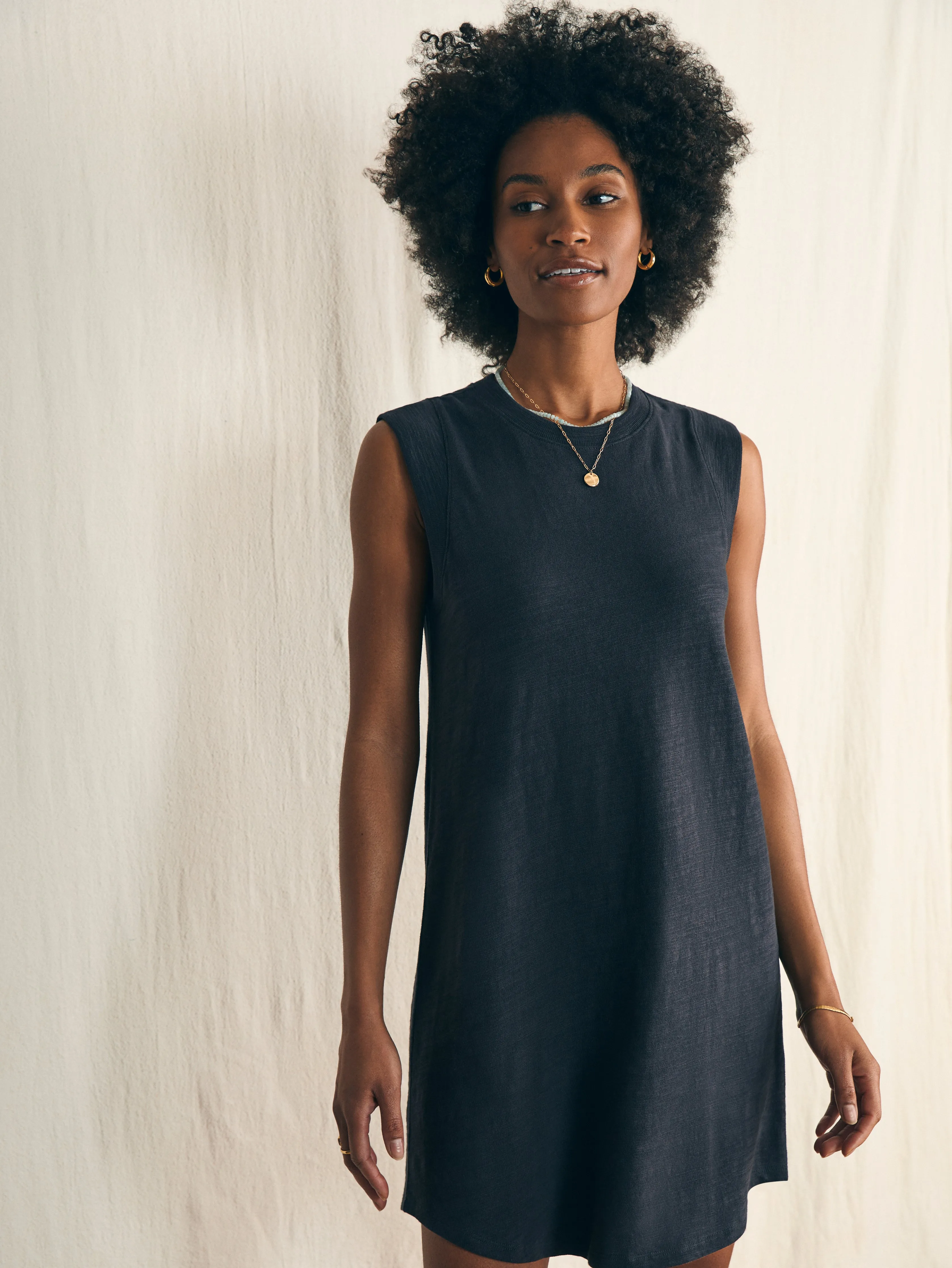 Sunwashed Slub Muscle Dress - Washed Black sold by Faherty product image thumbnail 4