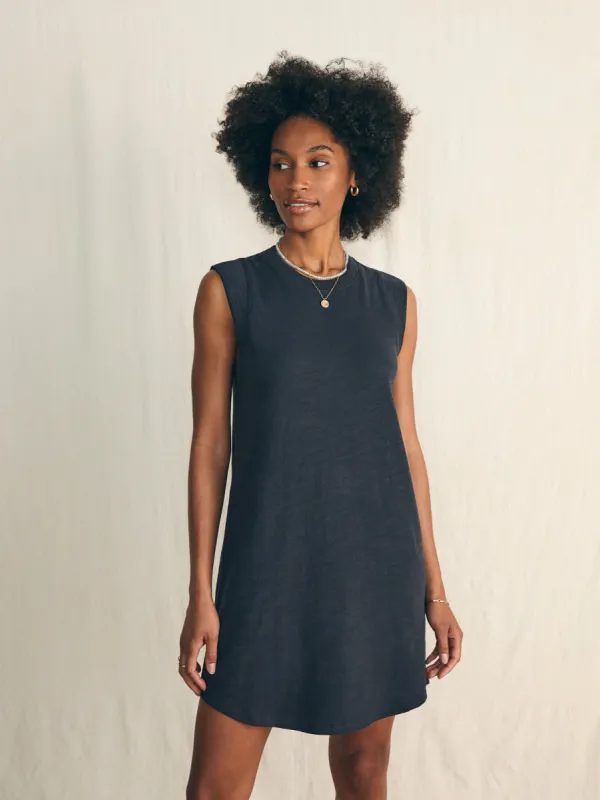 Sunwashed Slub Muscle Dress - Washed Black sold by Faherty