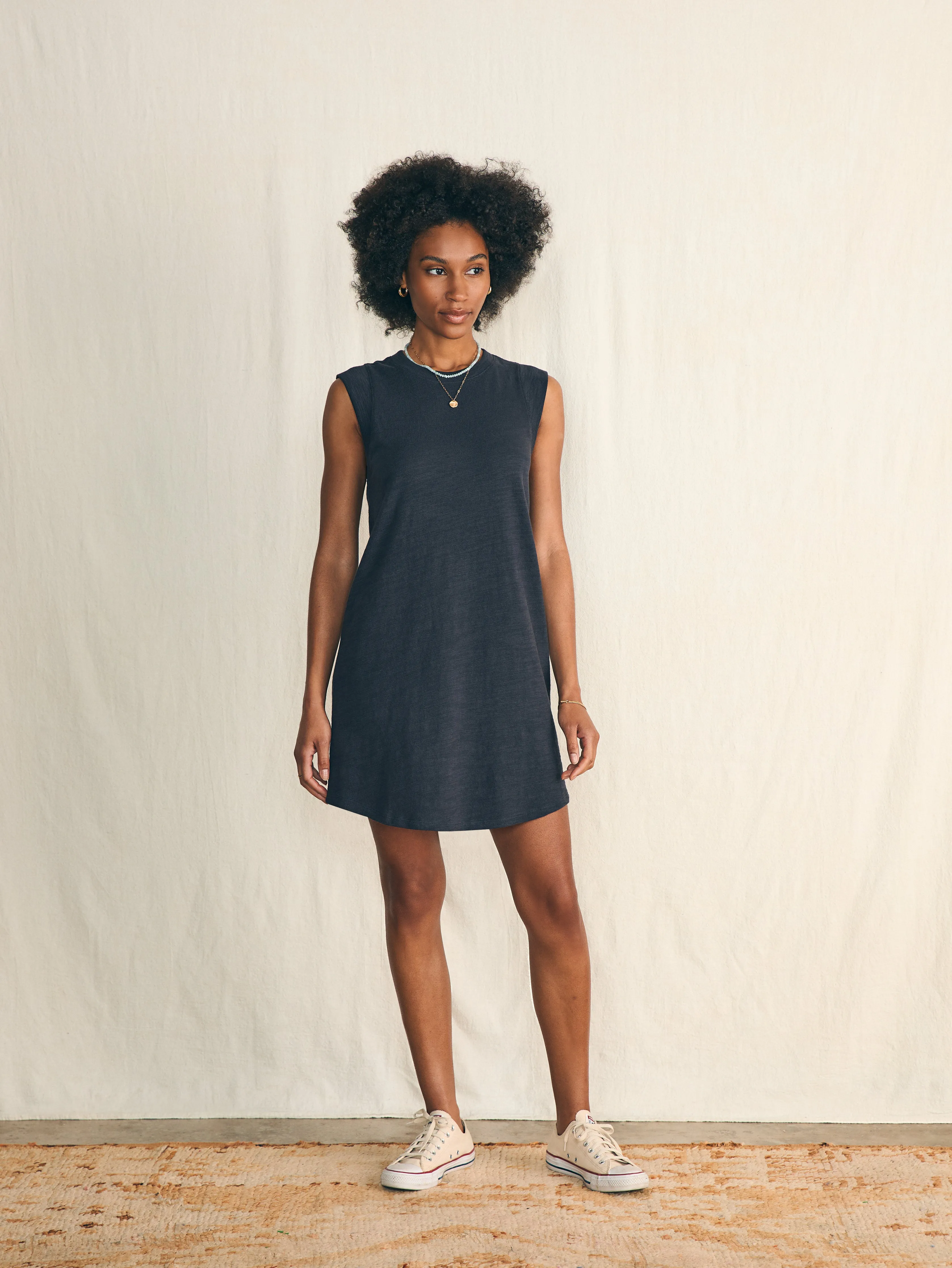 Sunwashed Slub Muscle Dress - Washed Black sold by Faherty product image thumbnail 3