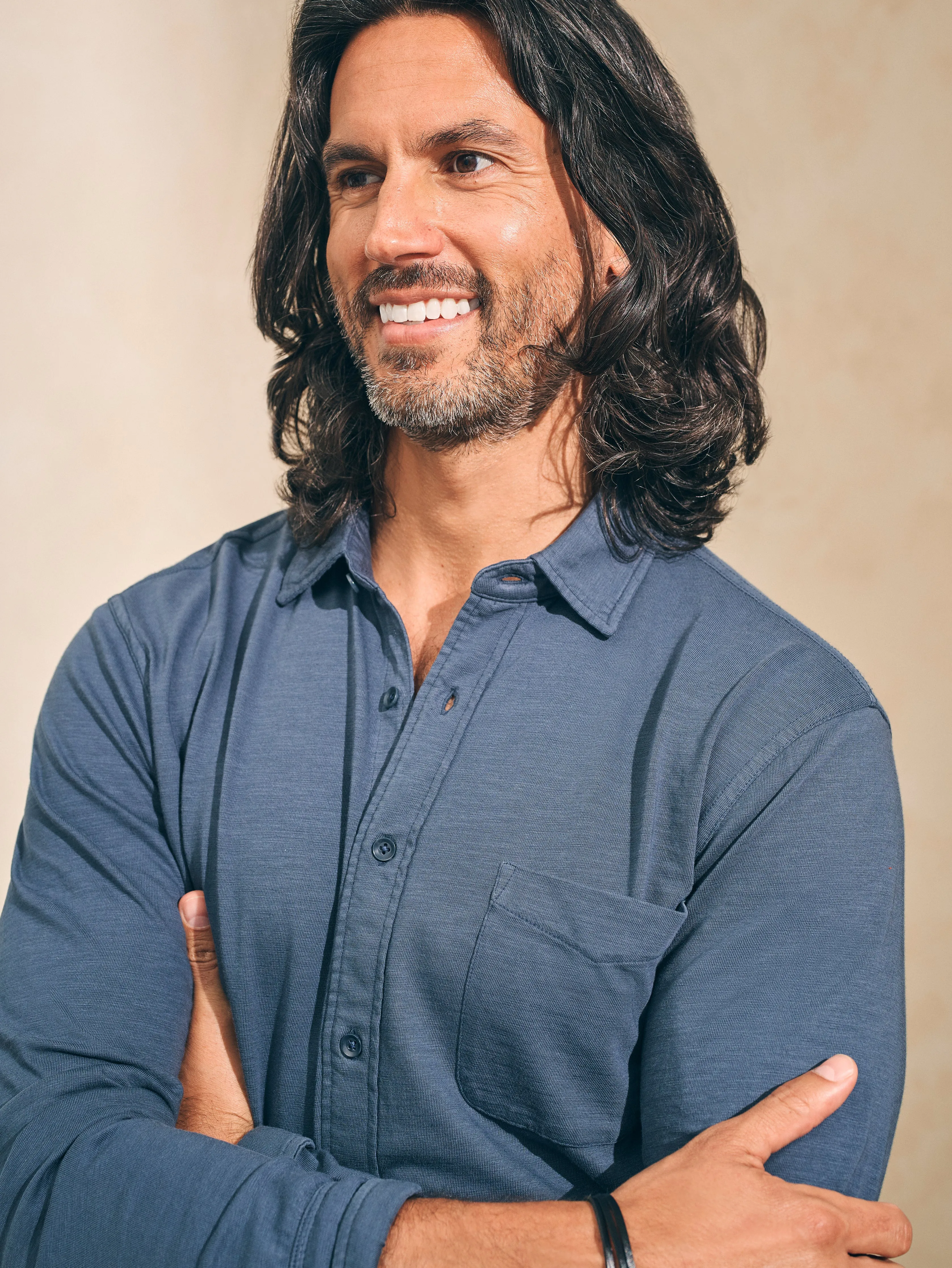 Sunwashed Knit Shirt (Single Pocket) (Tall) - Dune Navy sold by Faherty product image thumbnail 4