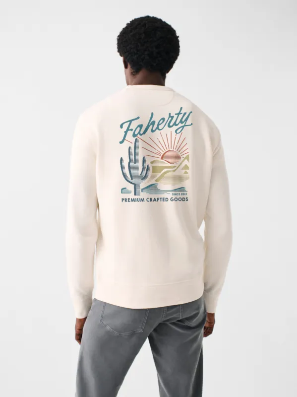 Scottsdale Long-Sleeve Terry Crewneck - Solar White sold by Faherty