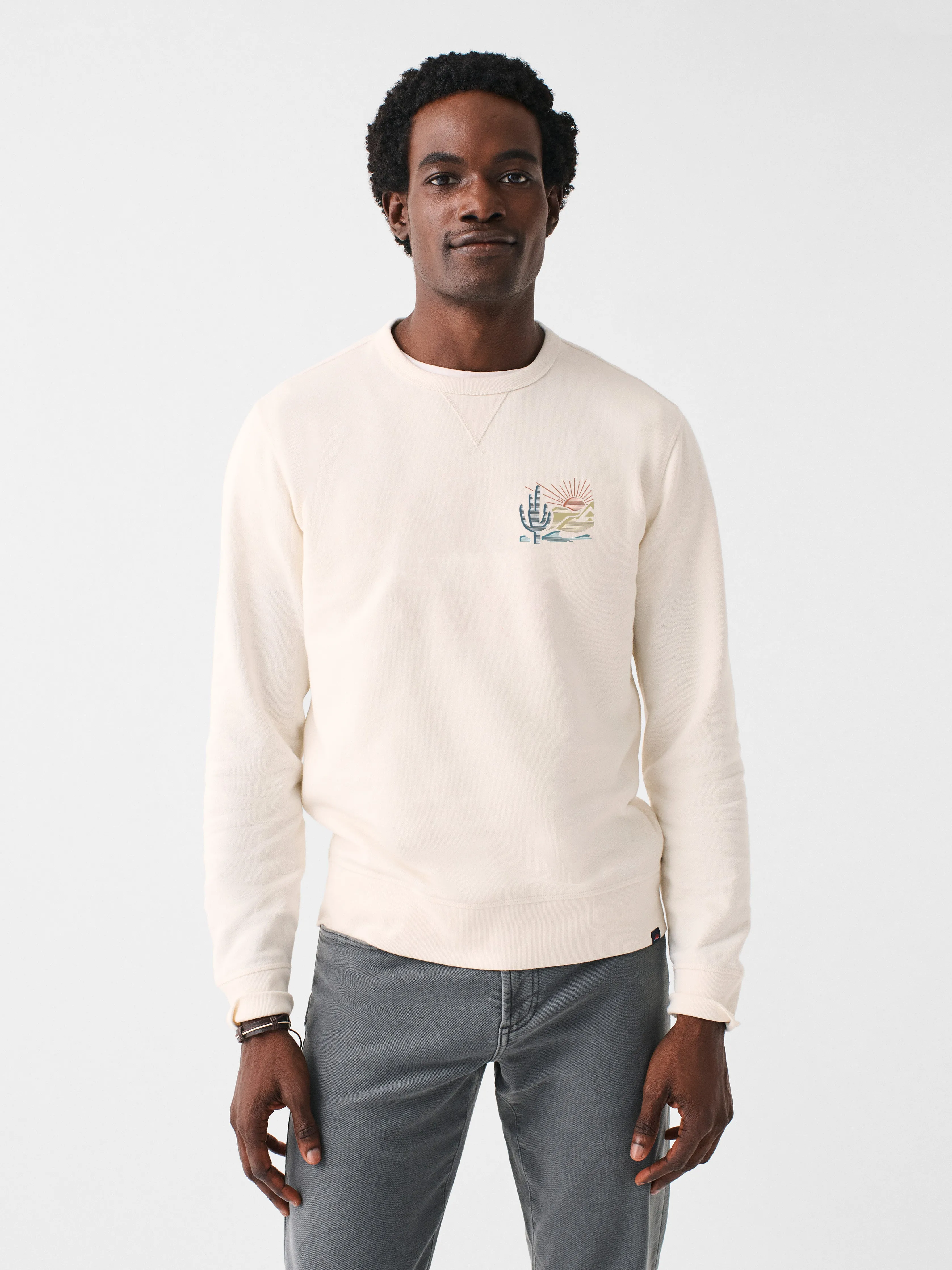 Scottsdale Long-Sleeve Terry Crewneck - Solar White sold by Faherty product image thumbnail 2