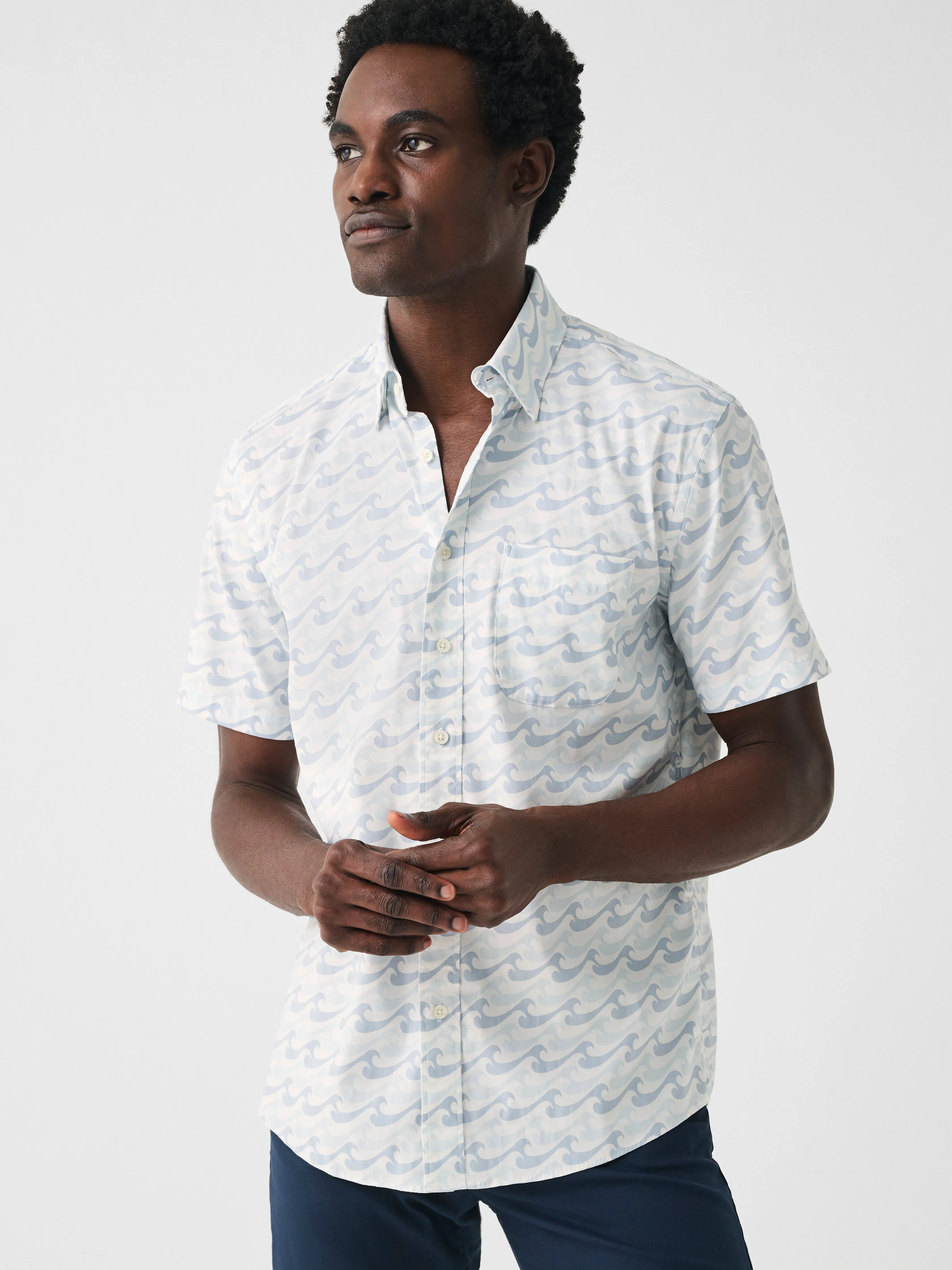 Movement™ Short-Sleeve Shirt - Ivory Endless Peaks sold by Faherty
