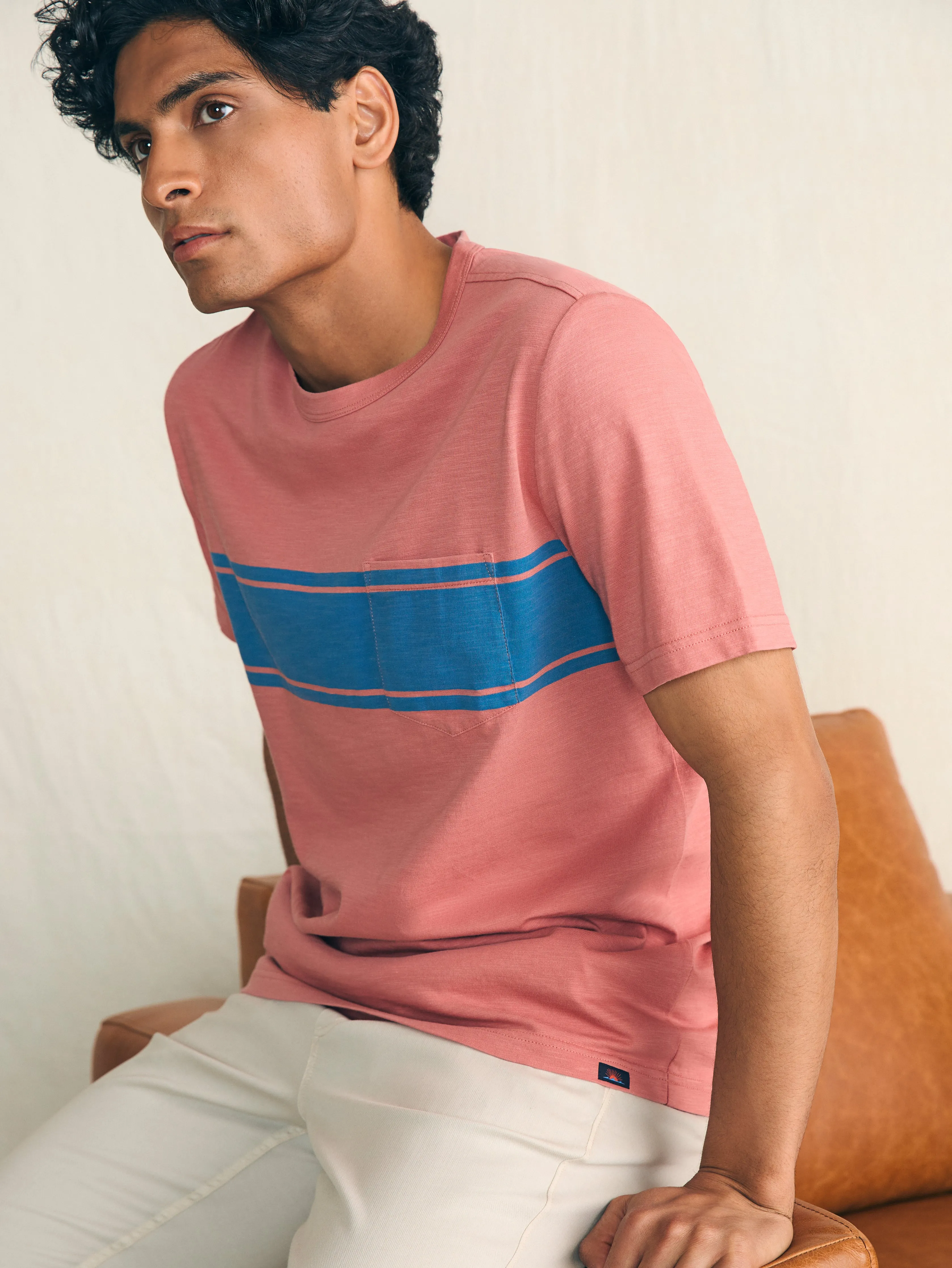 Surf Stripe Sunwashed Pocket Tee - Faded Flag sold by Faherty product image thumbnail 4