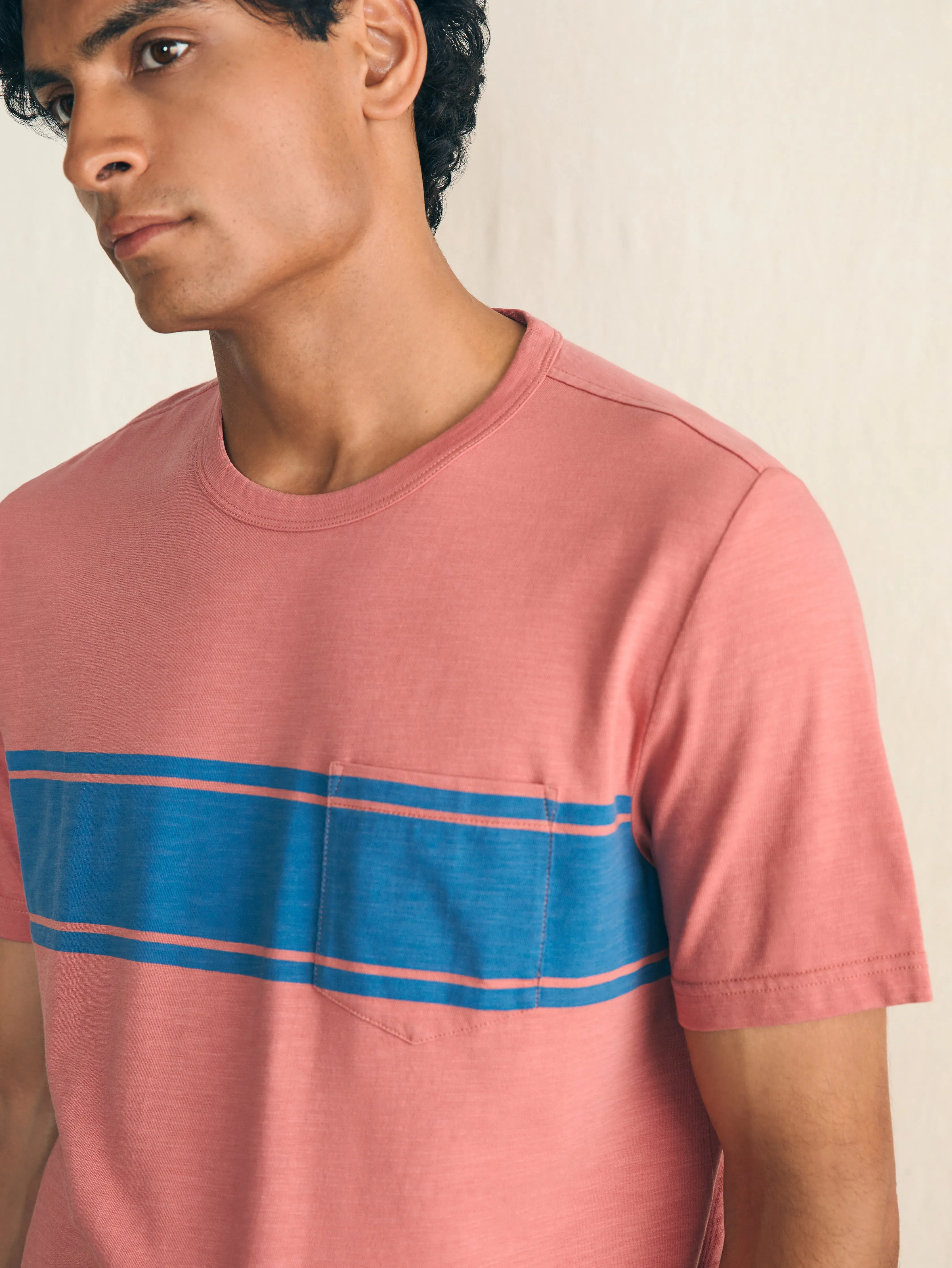 Surf Stripe Sunwashed Pocket Tee - Faded Flag sold by Faherty product image thumbnail 2