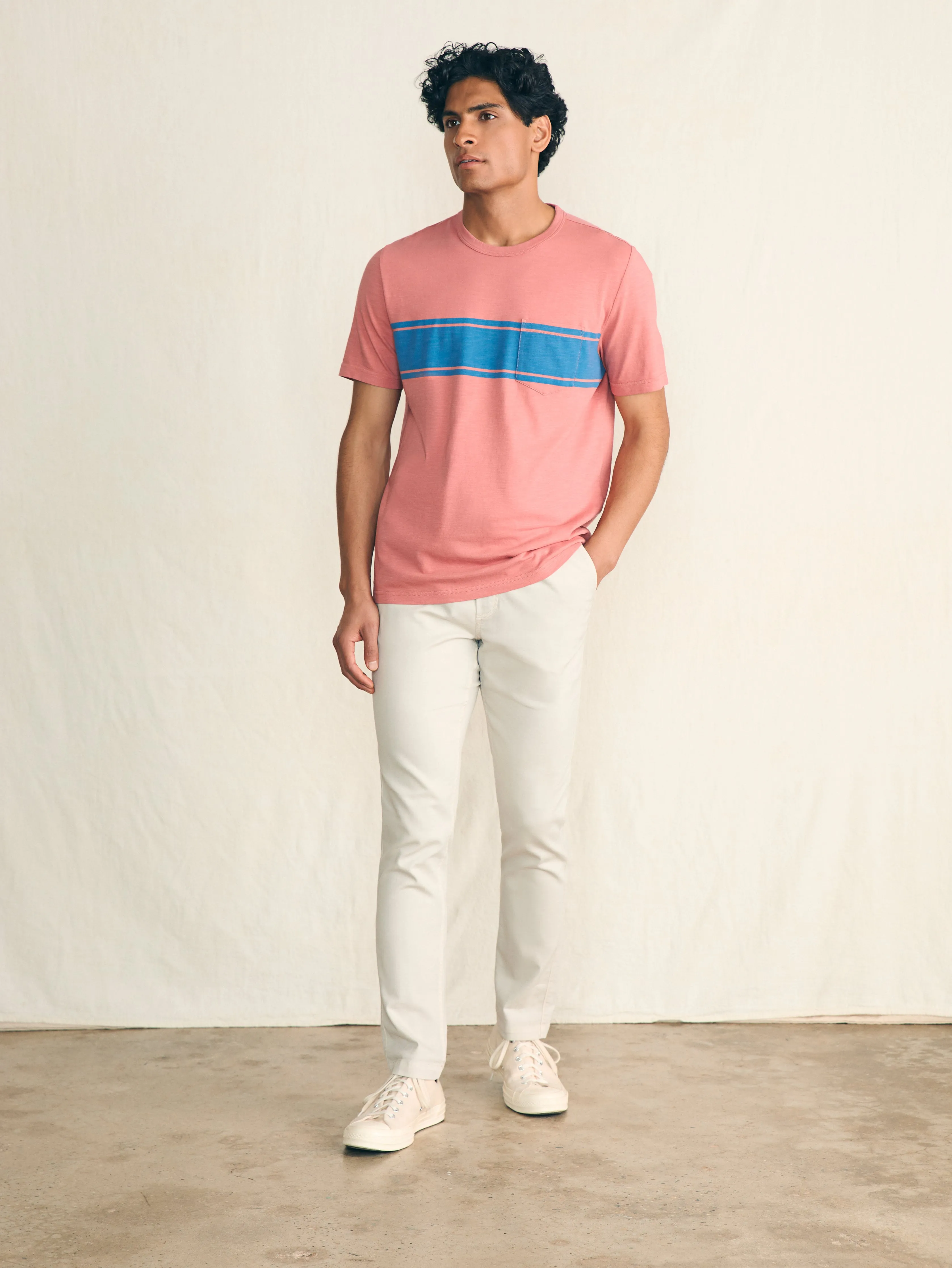 Surf Stripe Sunwashed Pocket Tee - Faded Flag sold by Faherty product image thumbnail 3