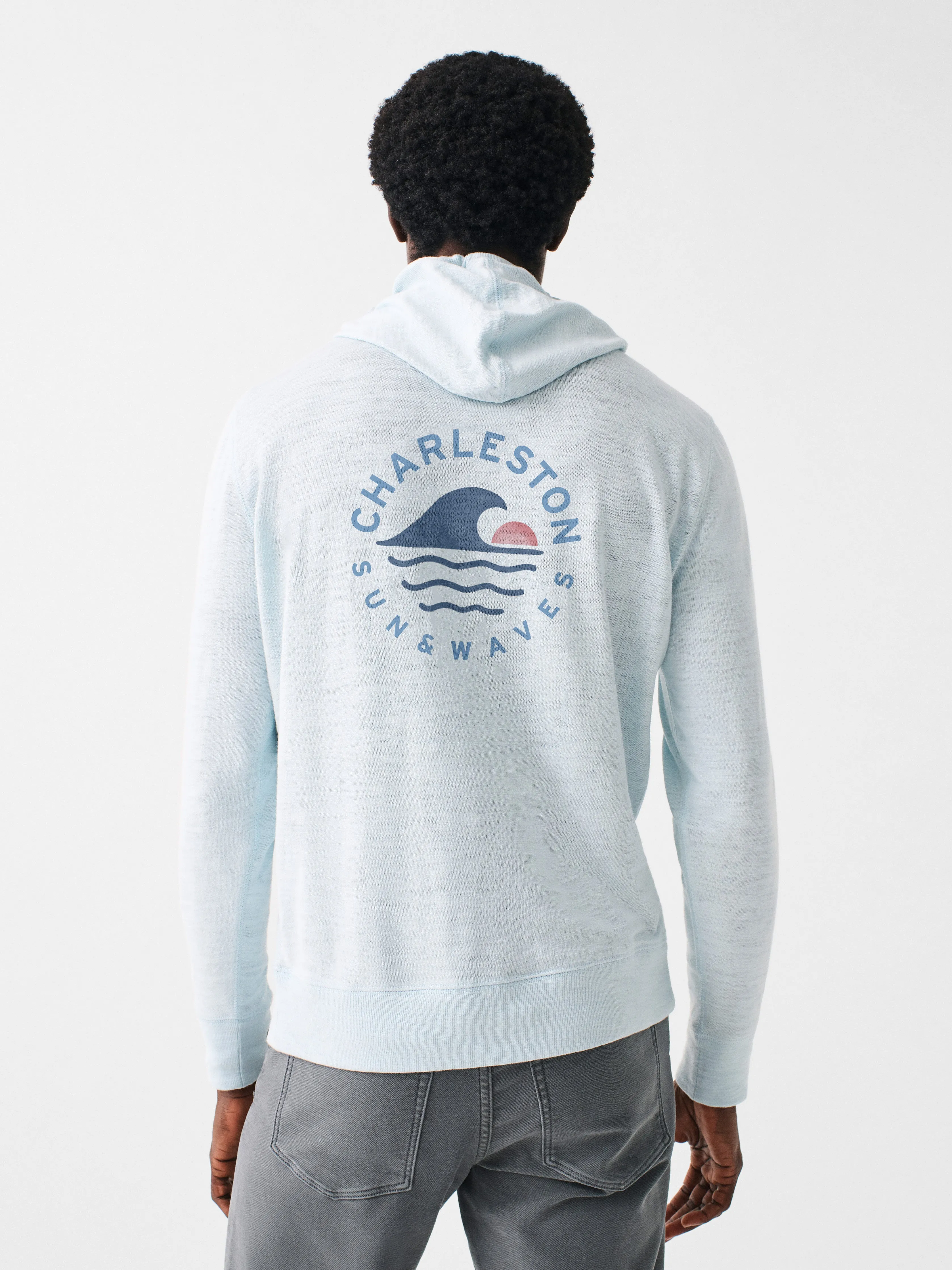 Charleston Heritage Slub Cotton Hoodie - Sky sold by Faherty product image thumbnail 2