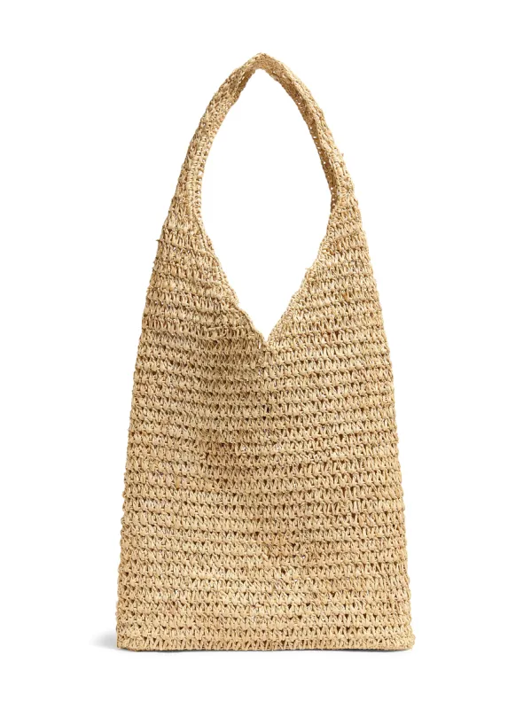 Raffia Crochet Hobo Tote - Natural sold by Faherty