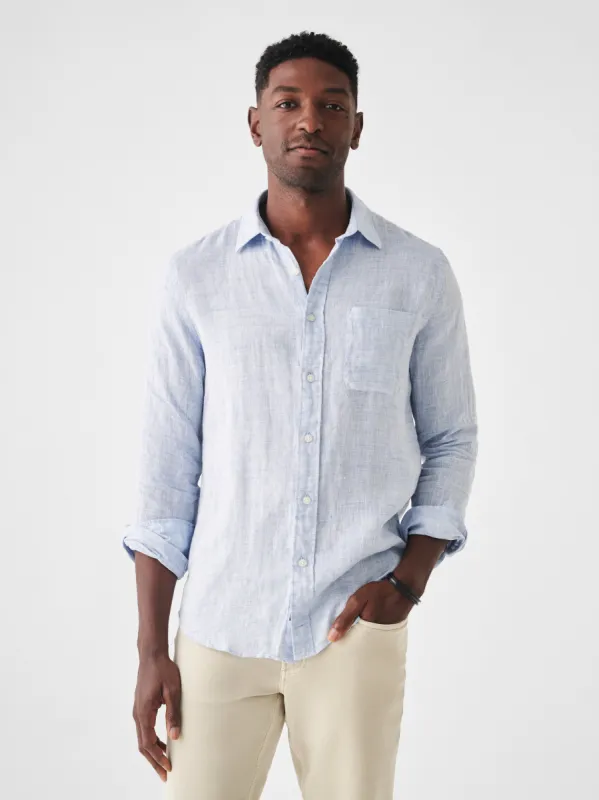 Laguna Linen Shirt - Light Blue Melange sold by Faherty