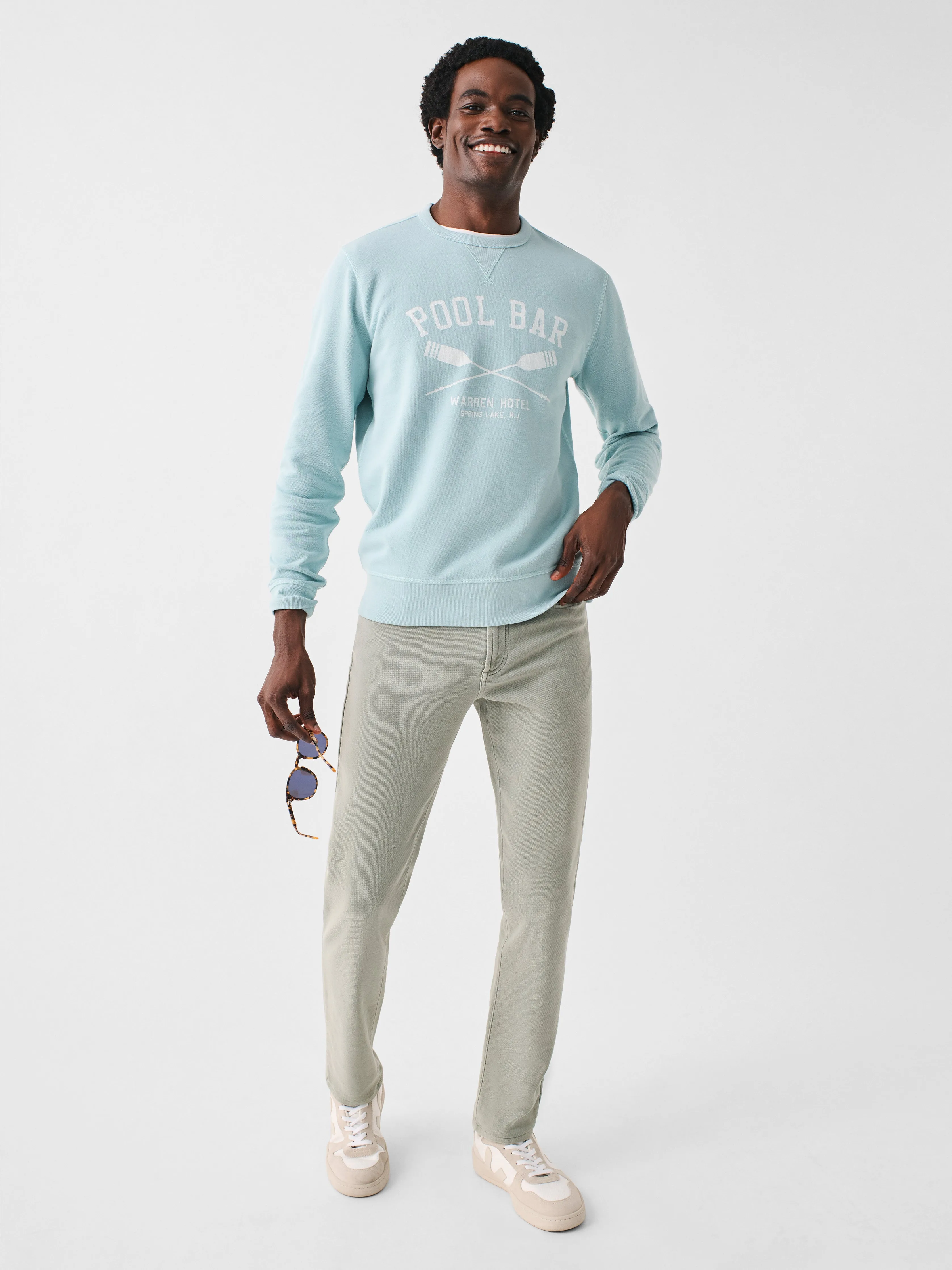 Spring Lake Long-Sleeve Terry Pool Bar Crewneck - Seafoam sold by Faherty product image thumbnail 2