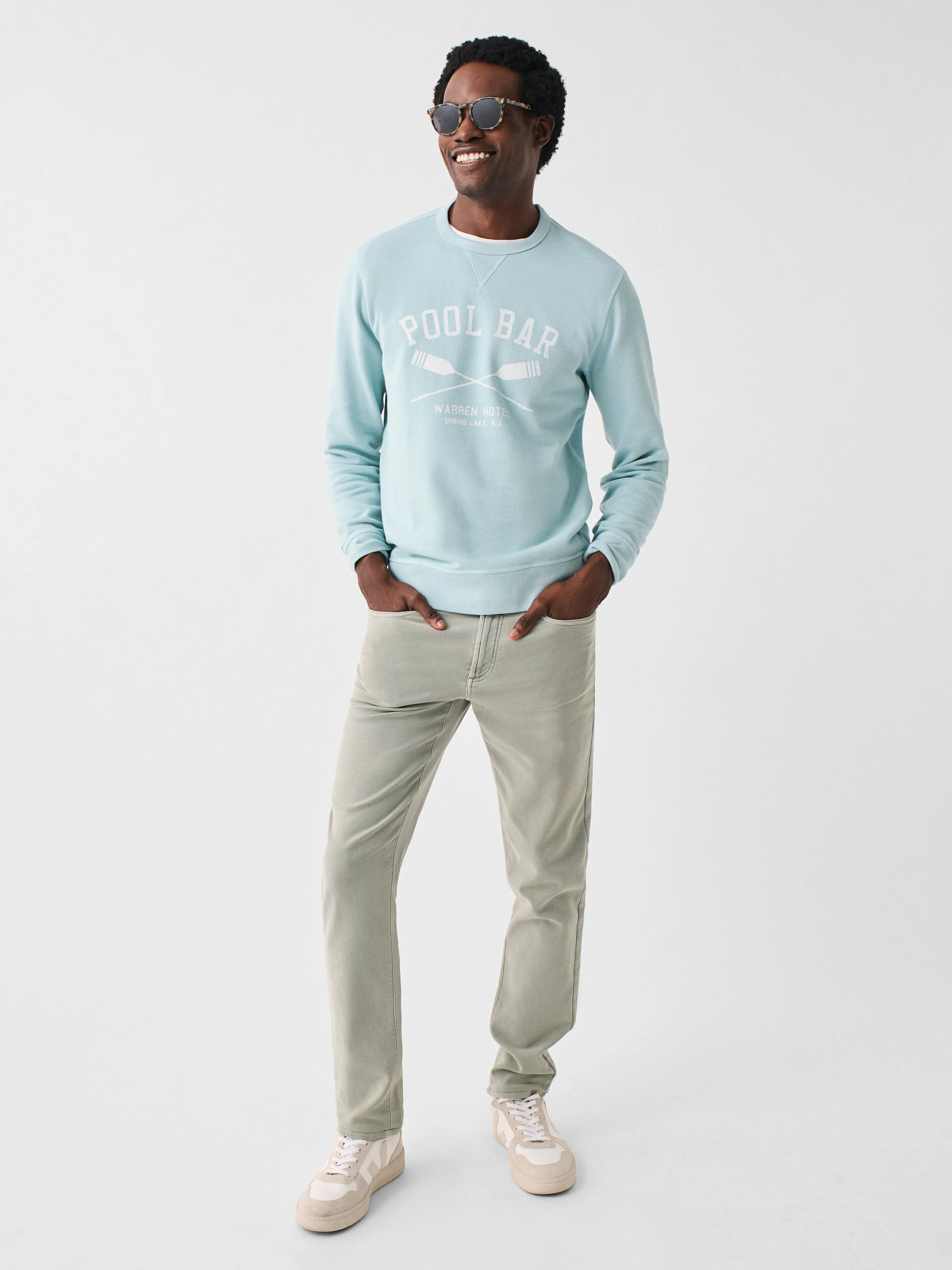 Spring Lake Long-Sleeve Terry Pool Bar Crewneck - Seafoam sold by Faherty product image thumbnail 4