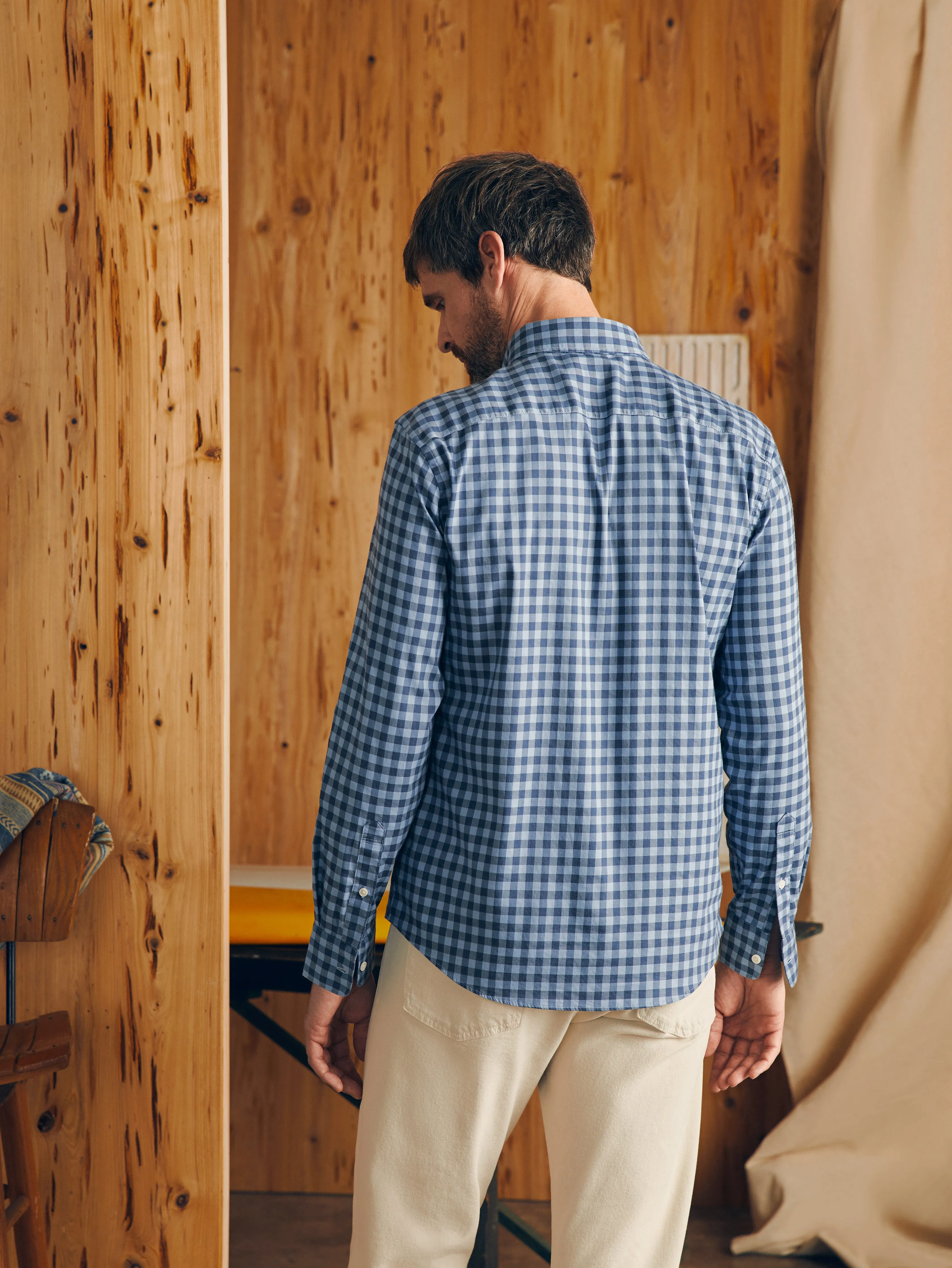 Movement™ Shirt (Tall) - Navy Skies Check sold by Faherty product image thumbnail 5