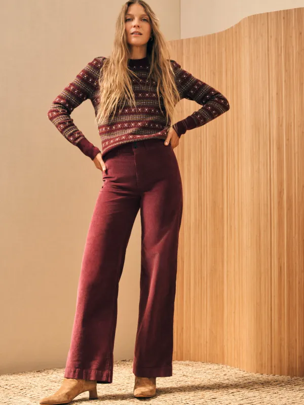 Stretch Cord Wide Leg Pant - Maroon Banner sold by Faherty