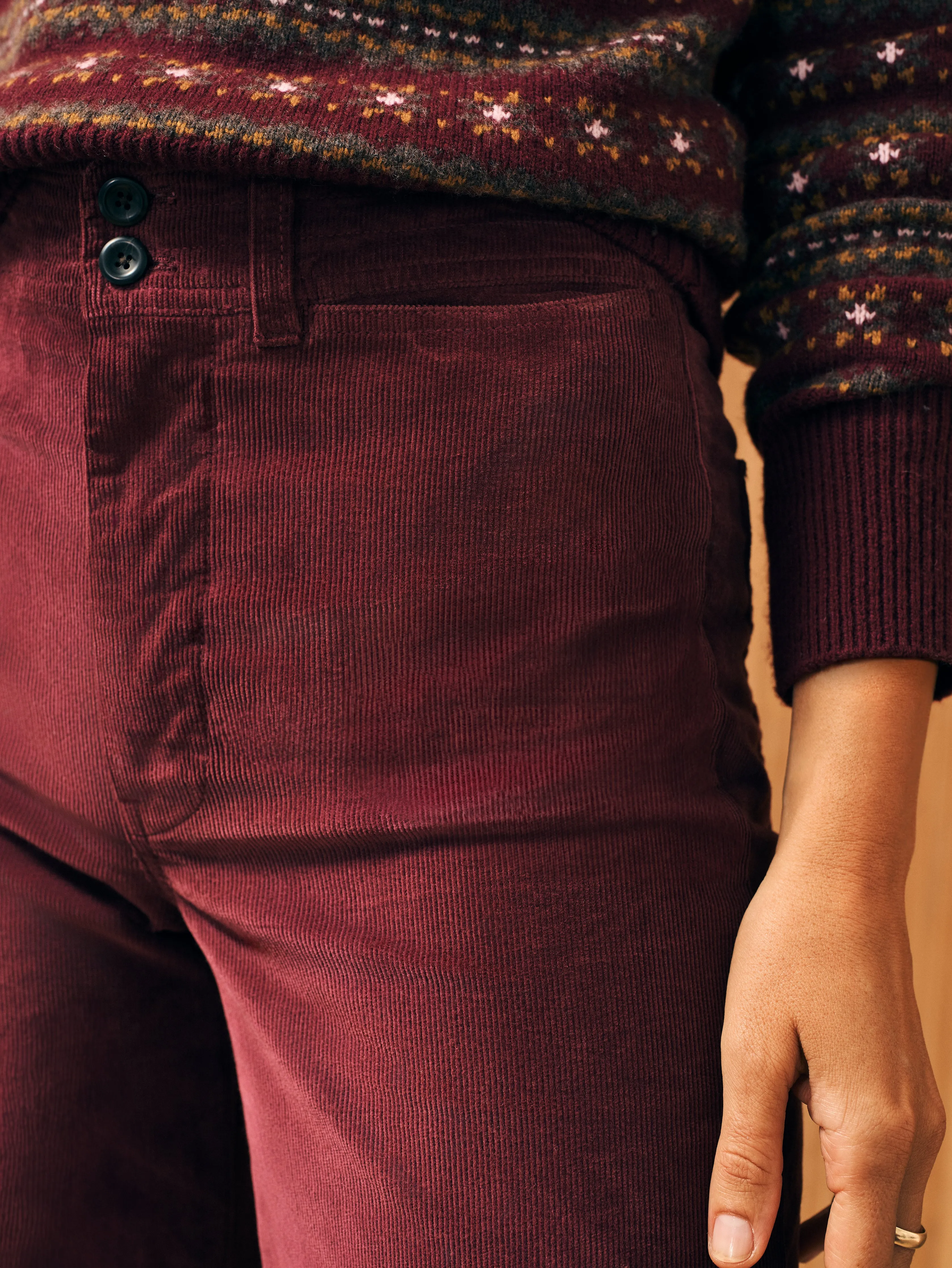 Stretch Cord Wide Leg Pant - Maroon Banner sold by Faherty product image thumbnail 4