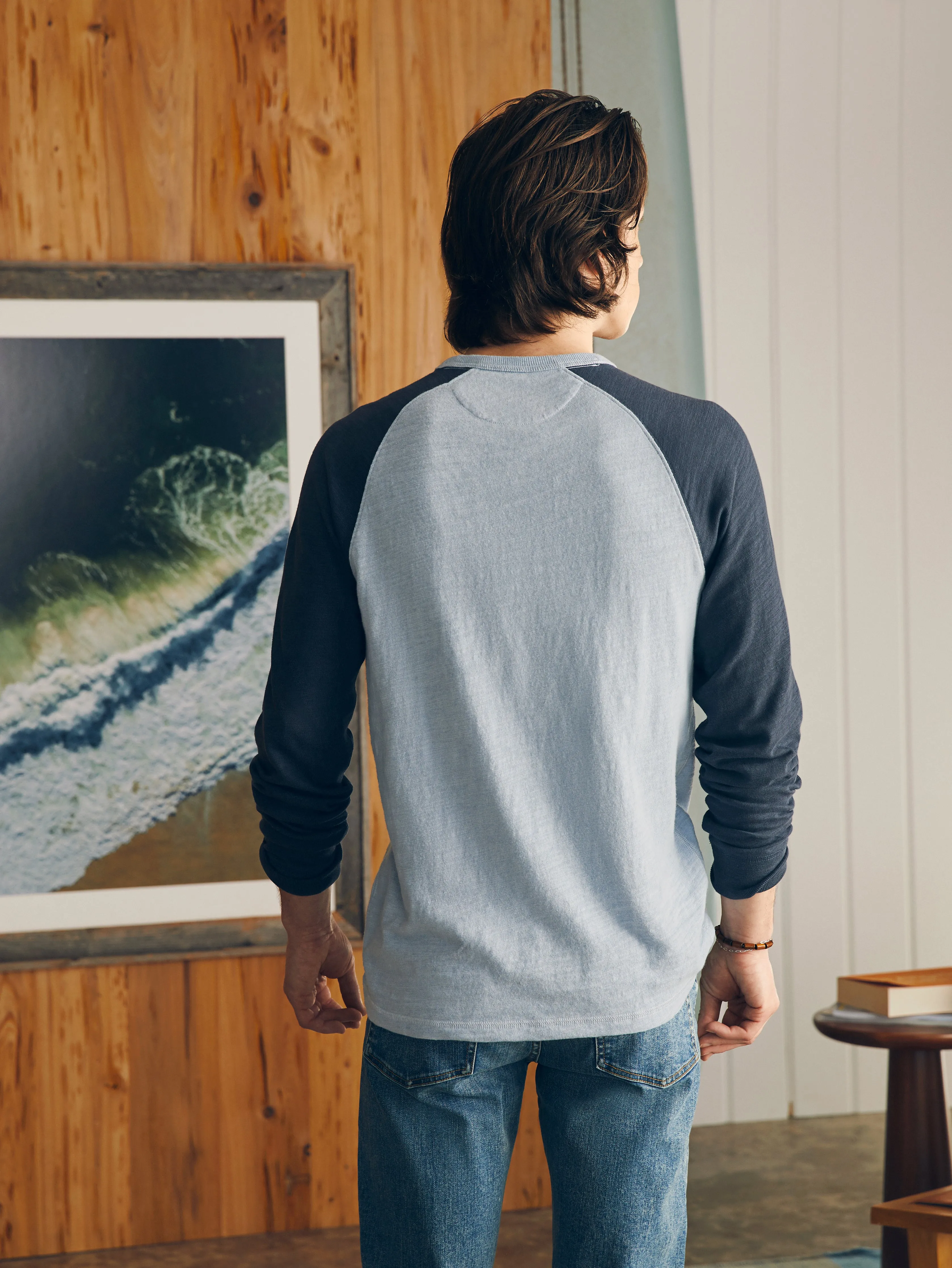 Sunwashed Slub Crew - Blue Slate Heather Blue Nights sold by Faherty product image thumbnail 2