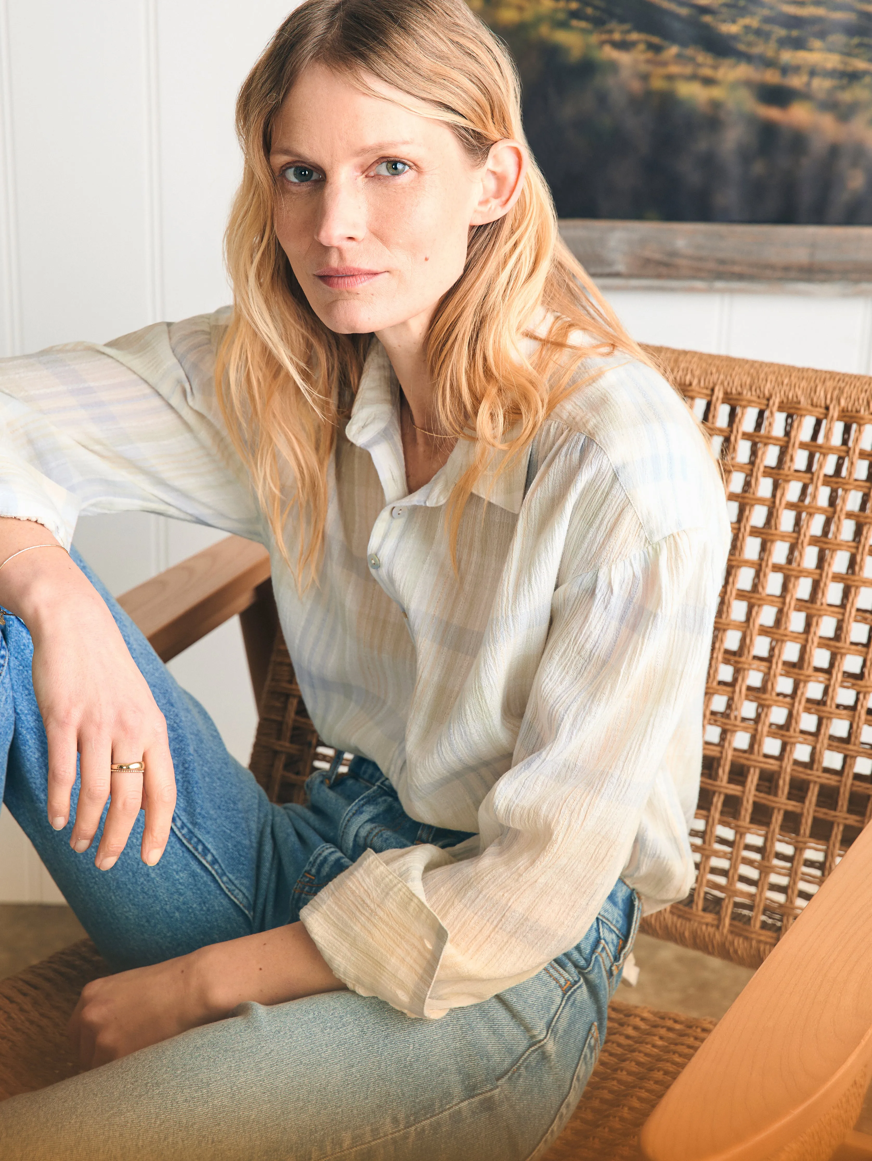 Olli Blouse - Atwood Plaid sold by Faherty product image thumbnail 4