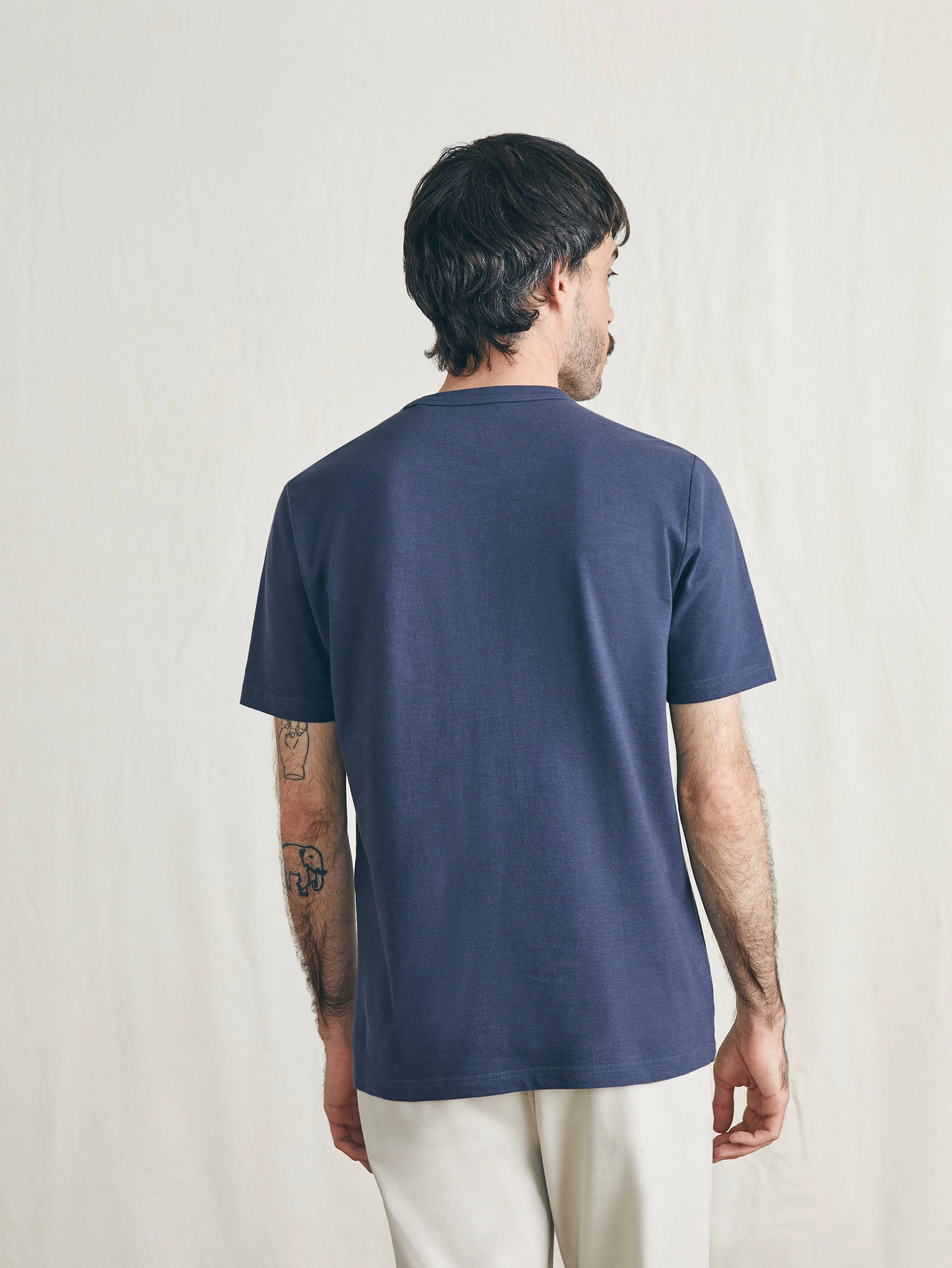 Surf Stripe Sunwashed Pocket Tee - Dune Navy sold by Faherty product image thumbnail 5