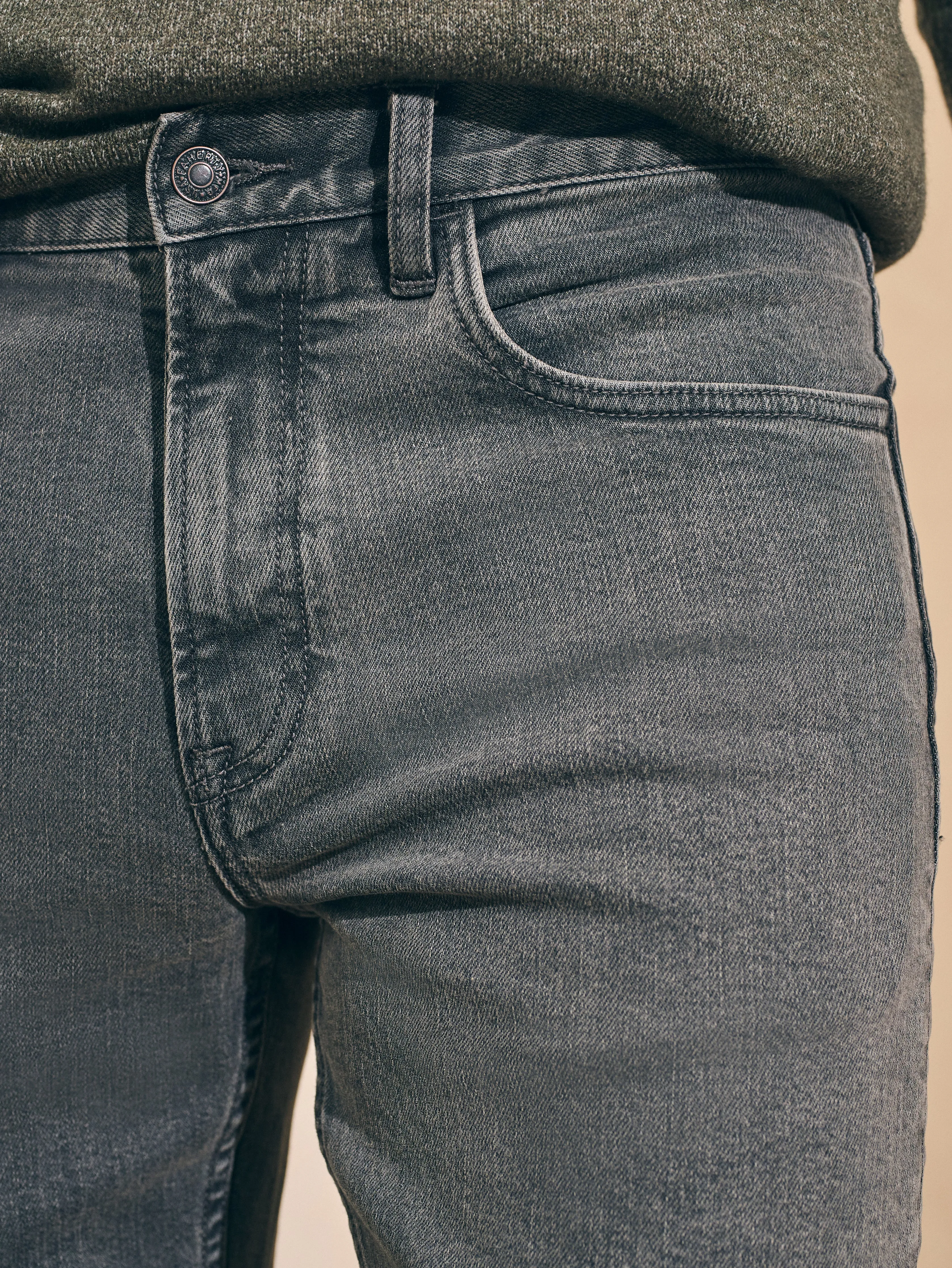 Organic Cotton Slim Straight Denim (32" Inseam) - Coal Creek Wash sold by Faherty product image thumbnail 3